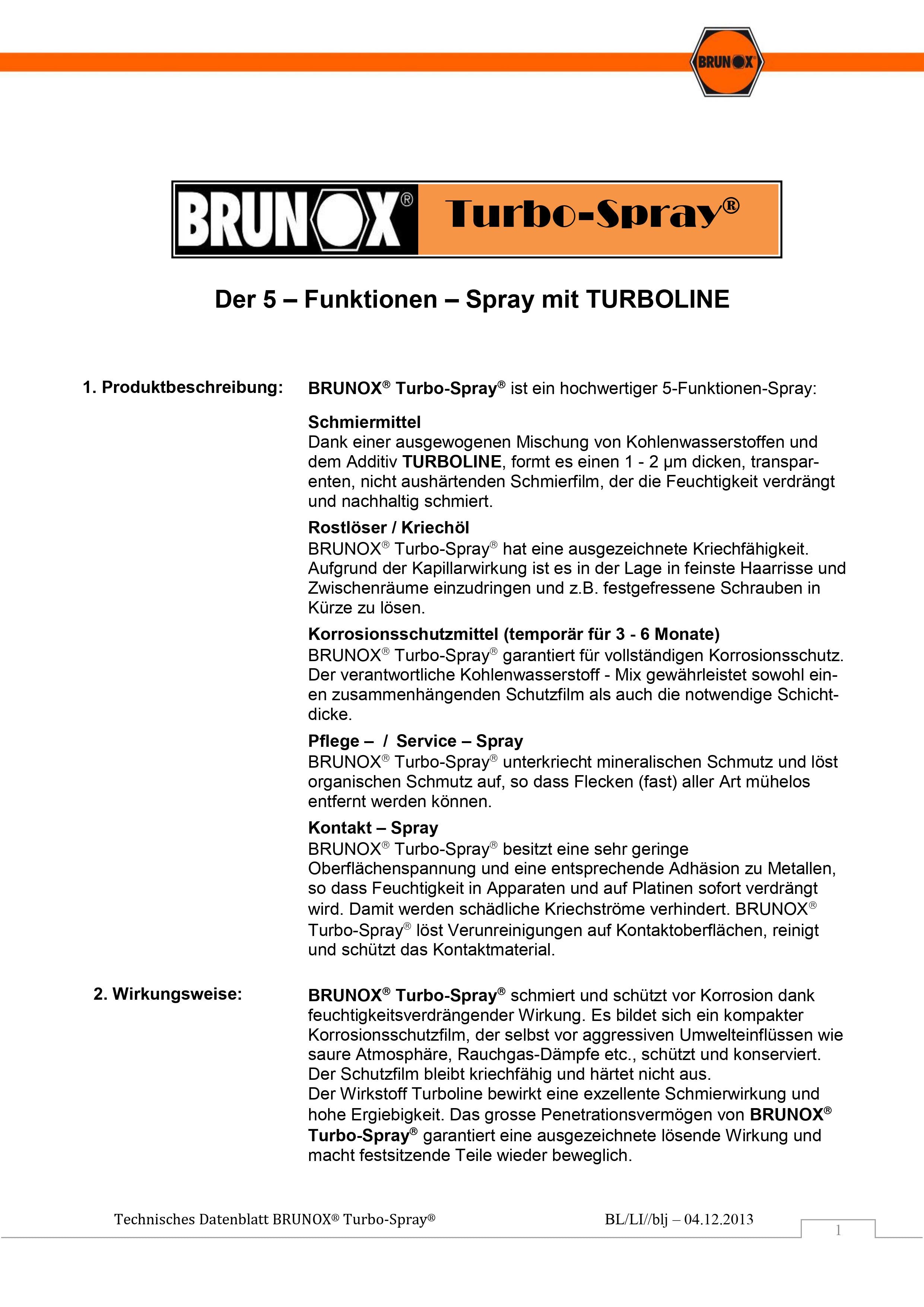 BRUNOX Turbo-Spray 100 ml Multifunktionsöl, Rostlöser, Kriechöl Schmiermittel