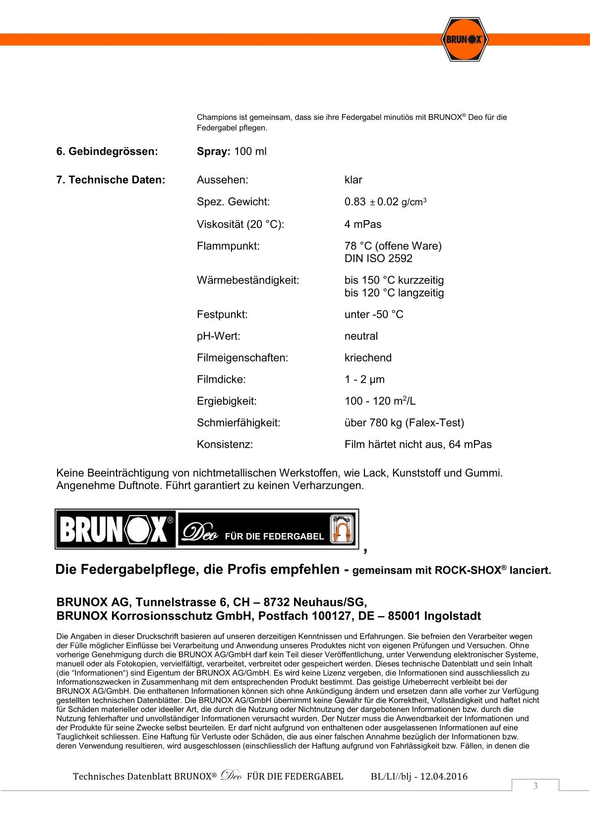 BRUNOX Deo Federgabelspray 100 ml Spraydose (BRD0.10Rock)