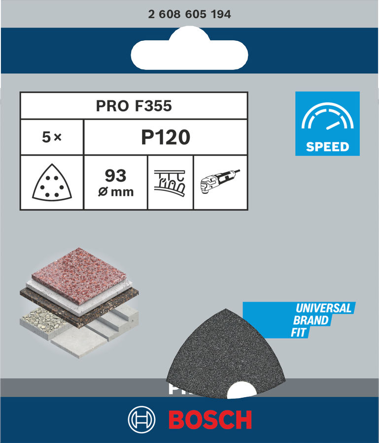 Bosch PRO Schleifblatt F355 BfCC 93x93 mm