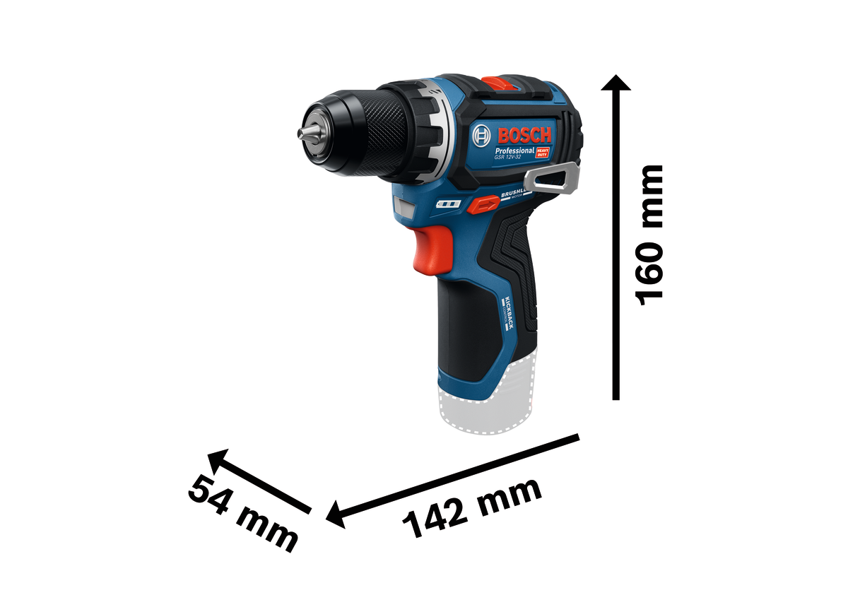 Bosch Akku-Bohrschrauber GSR 12V-32 (10 mm Bohrfutter, 32 Nm, inkl. 2x 2,0 Ah Akku & Ladegerät in L-BOXX 102)