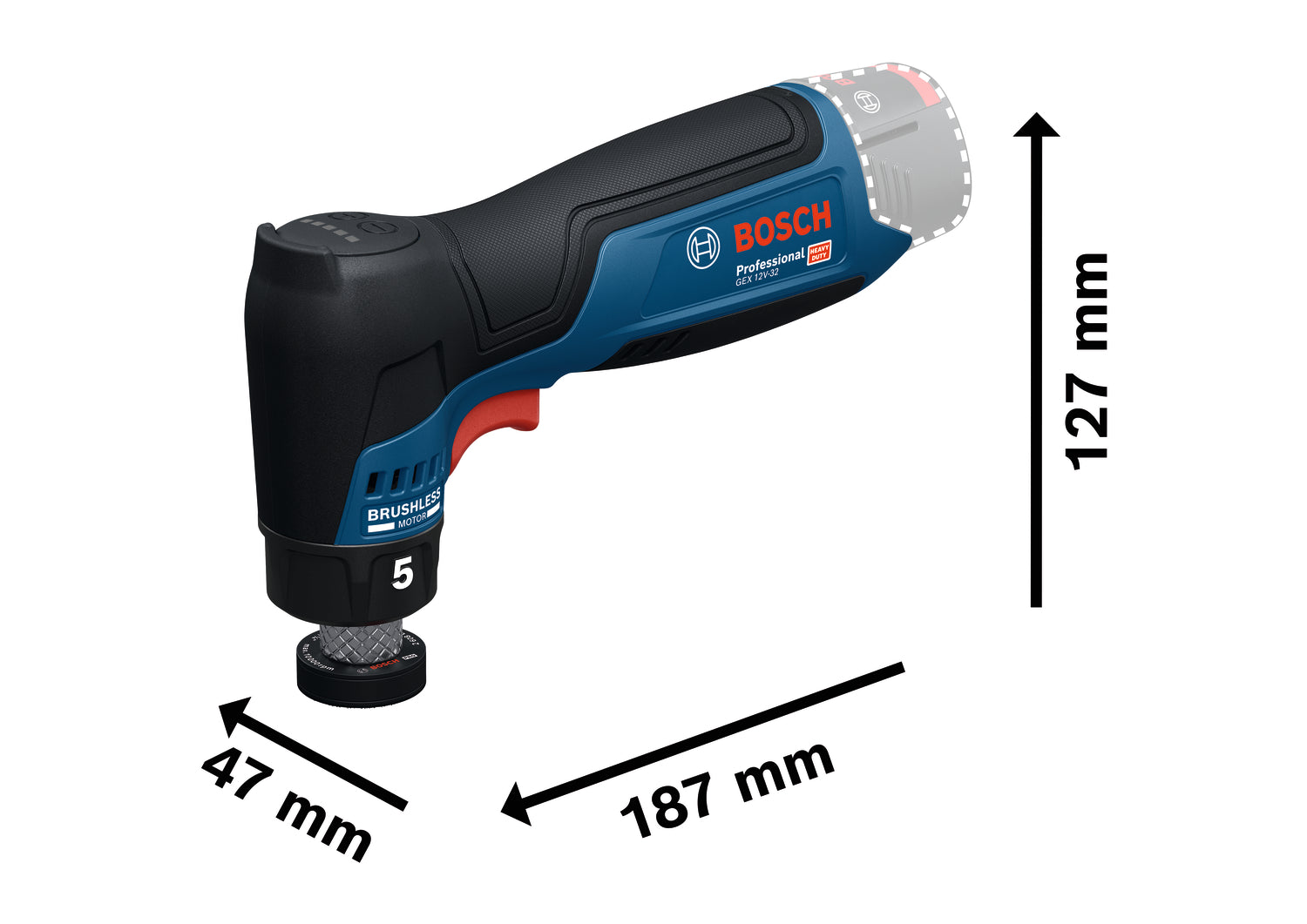 Bosch Akku-Exzenterschleifer GEX 12V-32 (Solo, inkl. 2 x 32 mm Schleifteller, Schwingkreisdurchmesser: 5 mm)