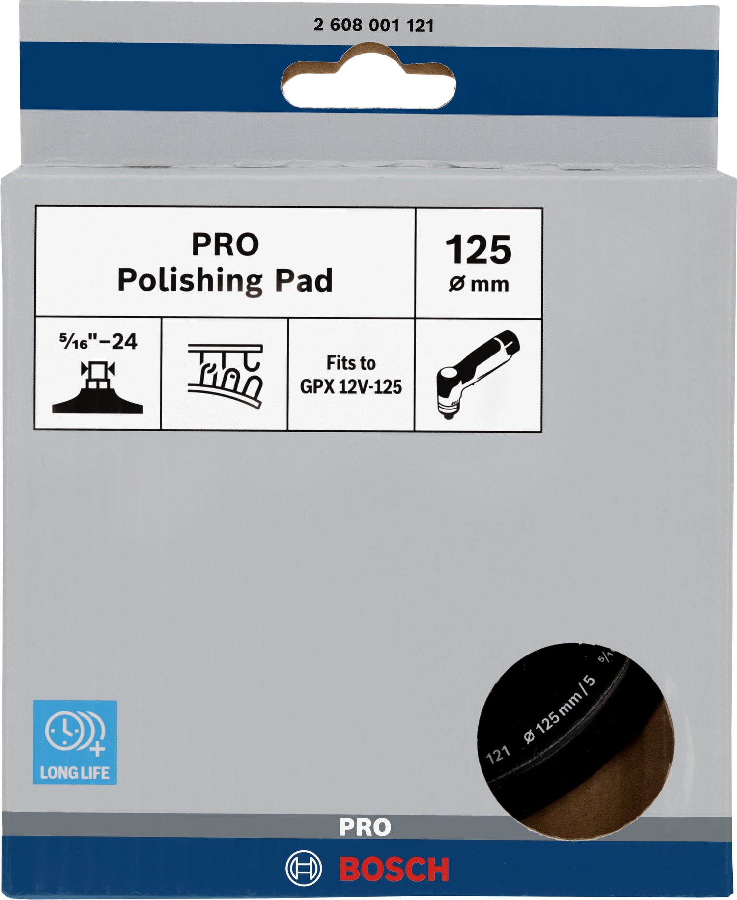 Bosch PRO Polierteller Ø 125 mm mit Klett (5/16"-24, mittel, passend für GPX 12V-125)