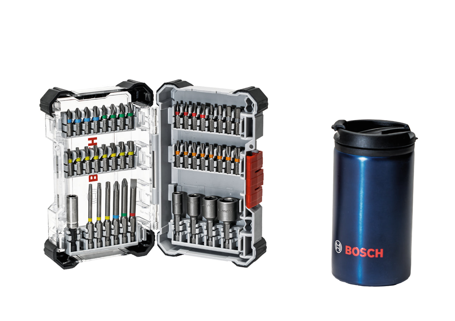 Bosch Schrauberbit-Set Extra Hard 43-tlg. + Becher (PH, PZ, T, T H, H, SL Bits, Stecknüsse, Bithalter)
