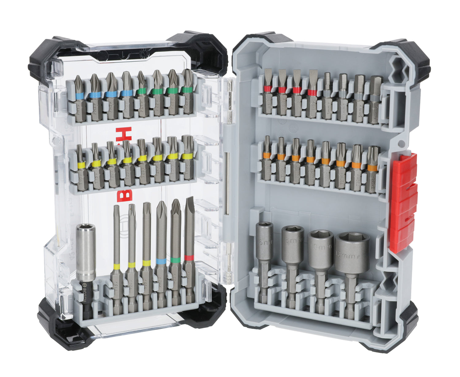 Bosch Schrauberbit-Set Extra Hard 43-tlg. + Becher (PH, PZ, T, T H, H, SL Bits, Stecknüsse, Bithalter)