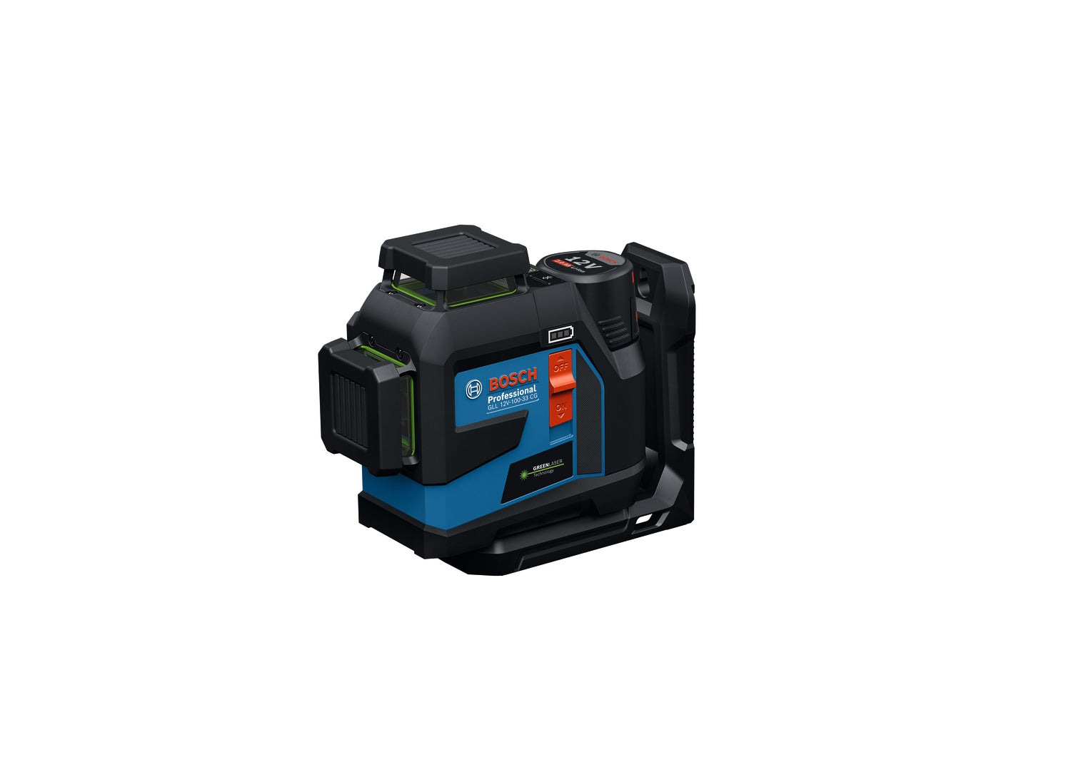 Bosch Linienlaser GLL 12V-100-33 CG (inkl. Akku 2.0 Ah, Deckenklemme DK 20, Universalhalter LB 10 in L-BOXX 136)