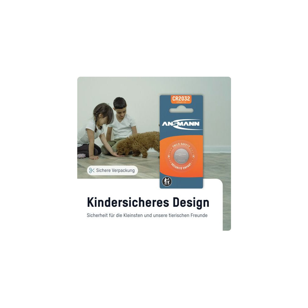 Ansmann CR2032 Lithium Knopfzelle (3 V, 230 mAh, Ø 20 x 3,2 mm, 1er Blister)