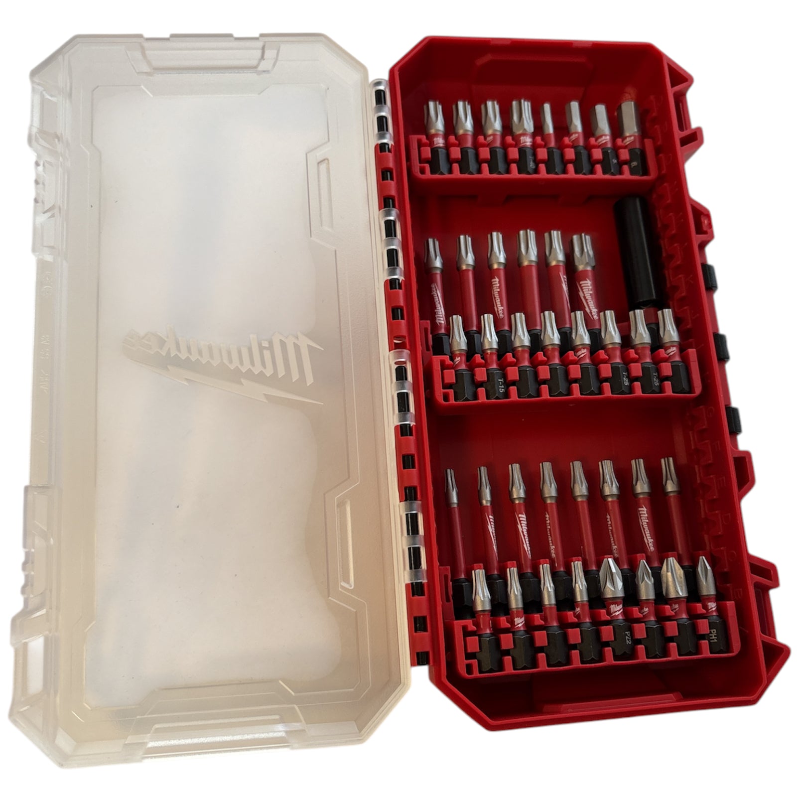 Milwaukee 39-tlg. Bit-Set Shockwave GEN III (PH, PZ, TX, HEX Bits, Bithalter, in Packout Kassette)