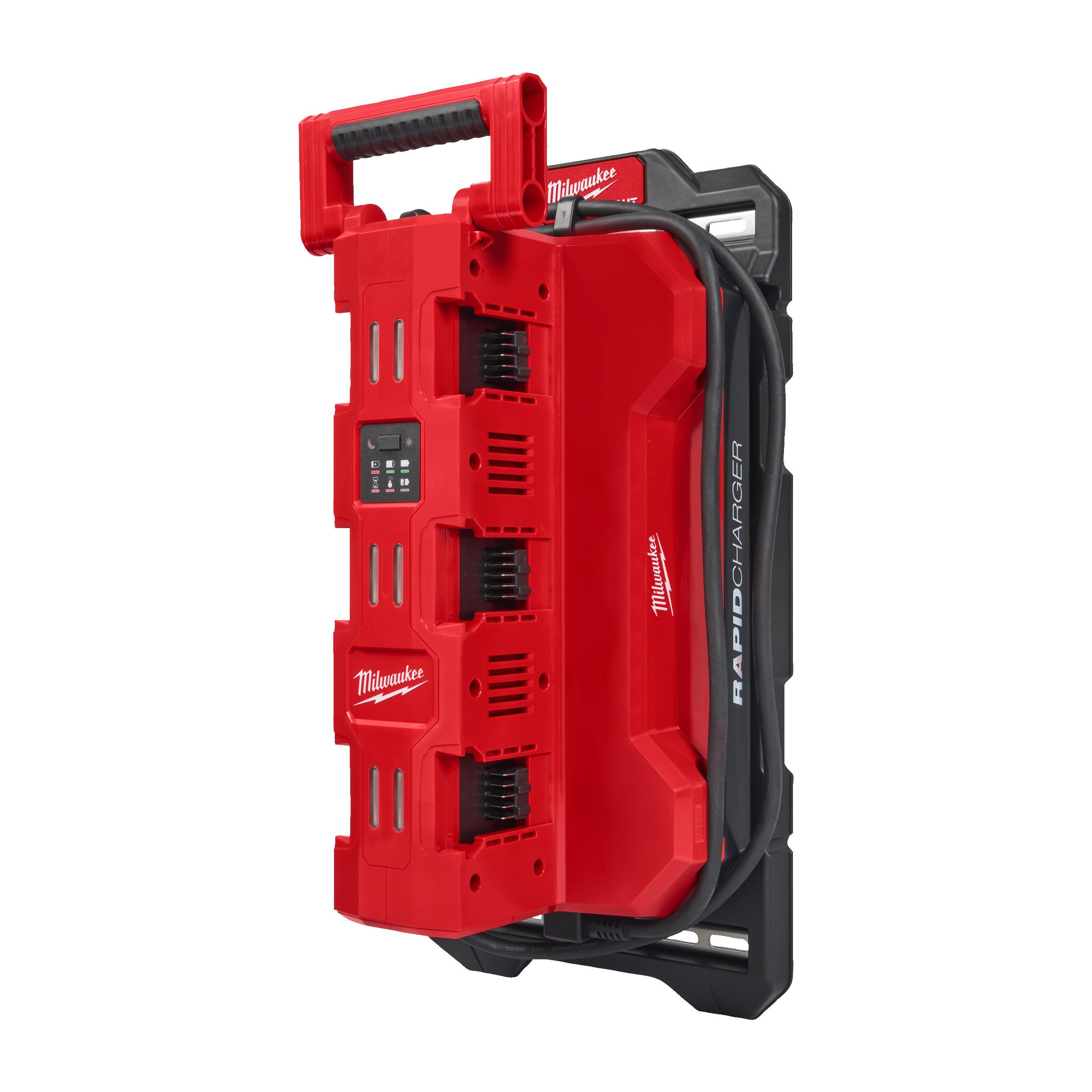 Milwaukee M18 MPC6 PACKOUT 6-fach Schnellladegerät (lädt 2 Akkus gleichzeitig mit 6 A, Tag-/Nachtmodus)