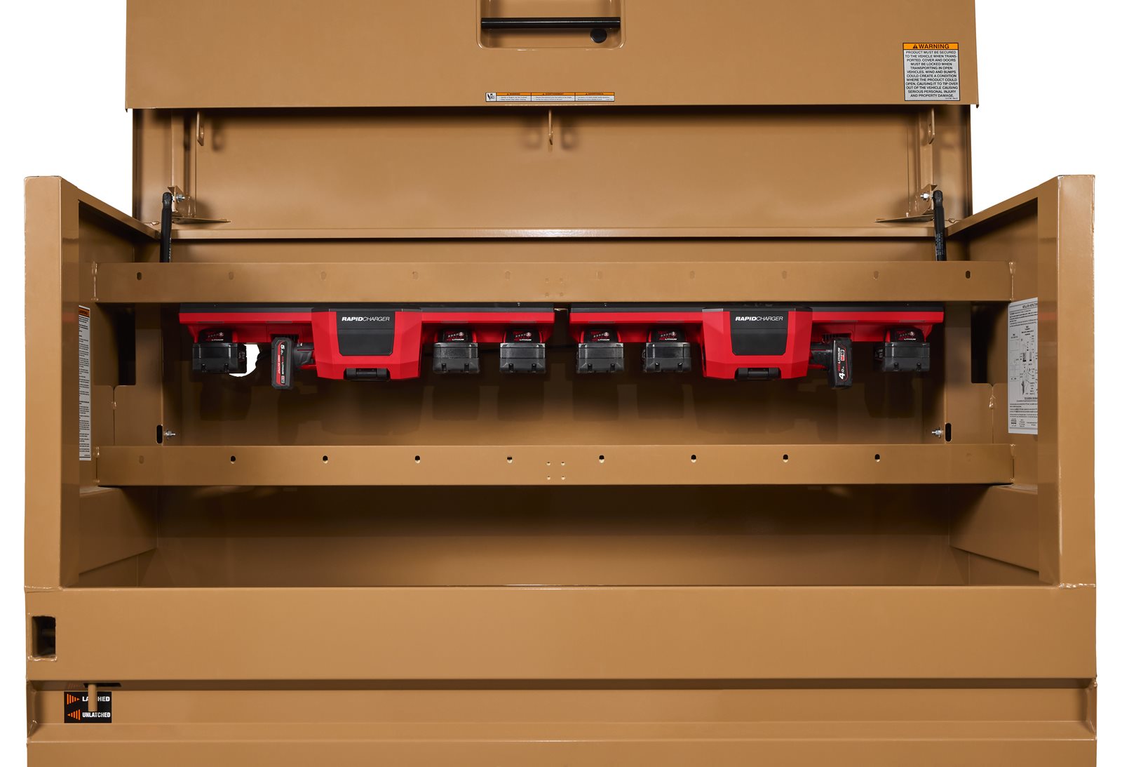 Milwaukee M12-18 GBC4 Mehrfach-Ladegerät (lädt M12 & M18 Akkus, magnetische Aufhängung, 2 x USB-C, 450 lm Leuchte)