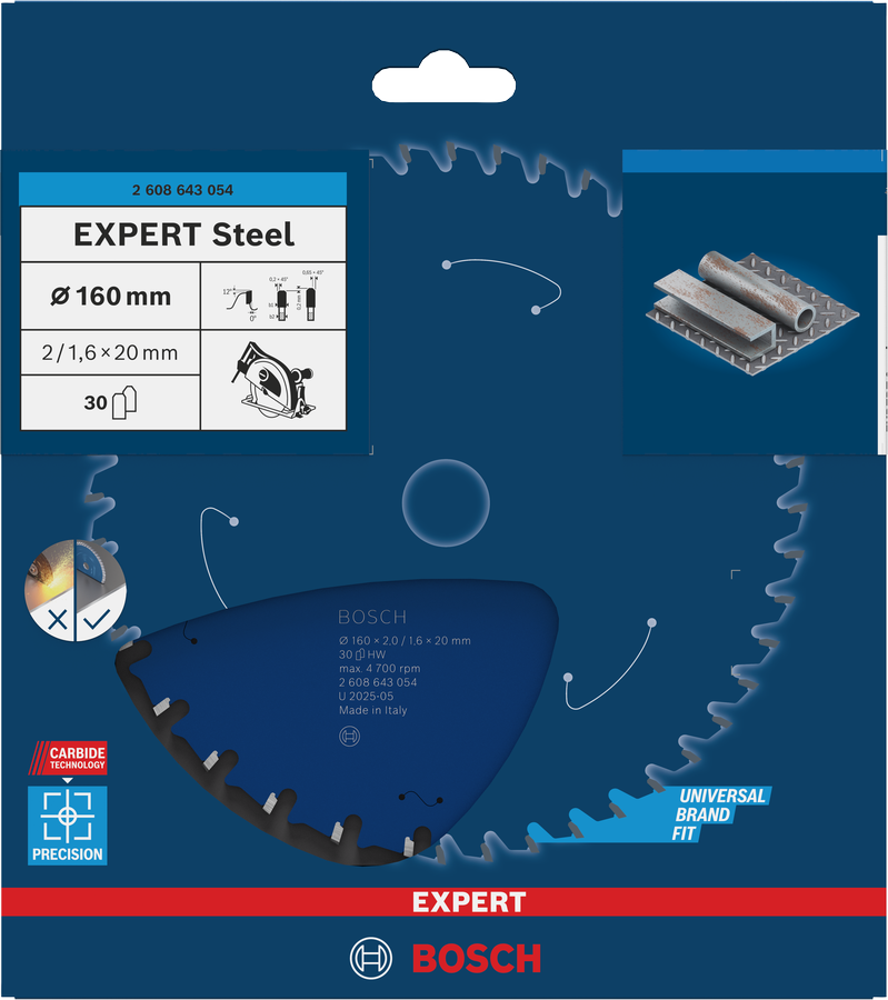 Bosch Expert Kreissägeblatt Steel 160x20x2,0 mm, 30 Zähne