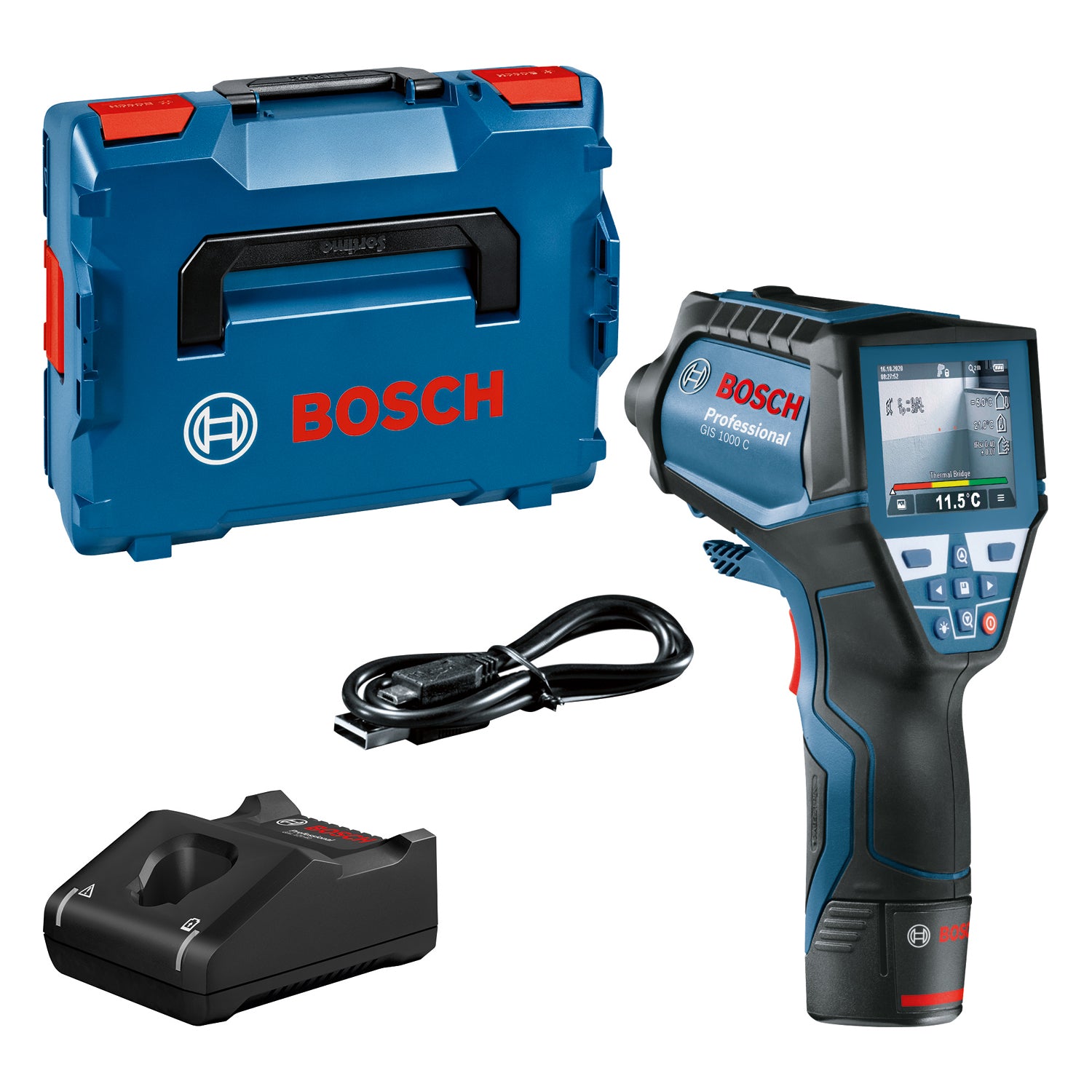 Bosch Thermodetektor GIS 1000 C (Messbereich: -40 °C bis +1000 °C, App-Funktion, inkl. 1 x 2,0 Ah Akku in L-BOXX 136)