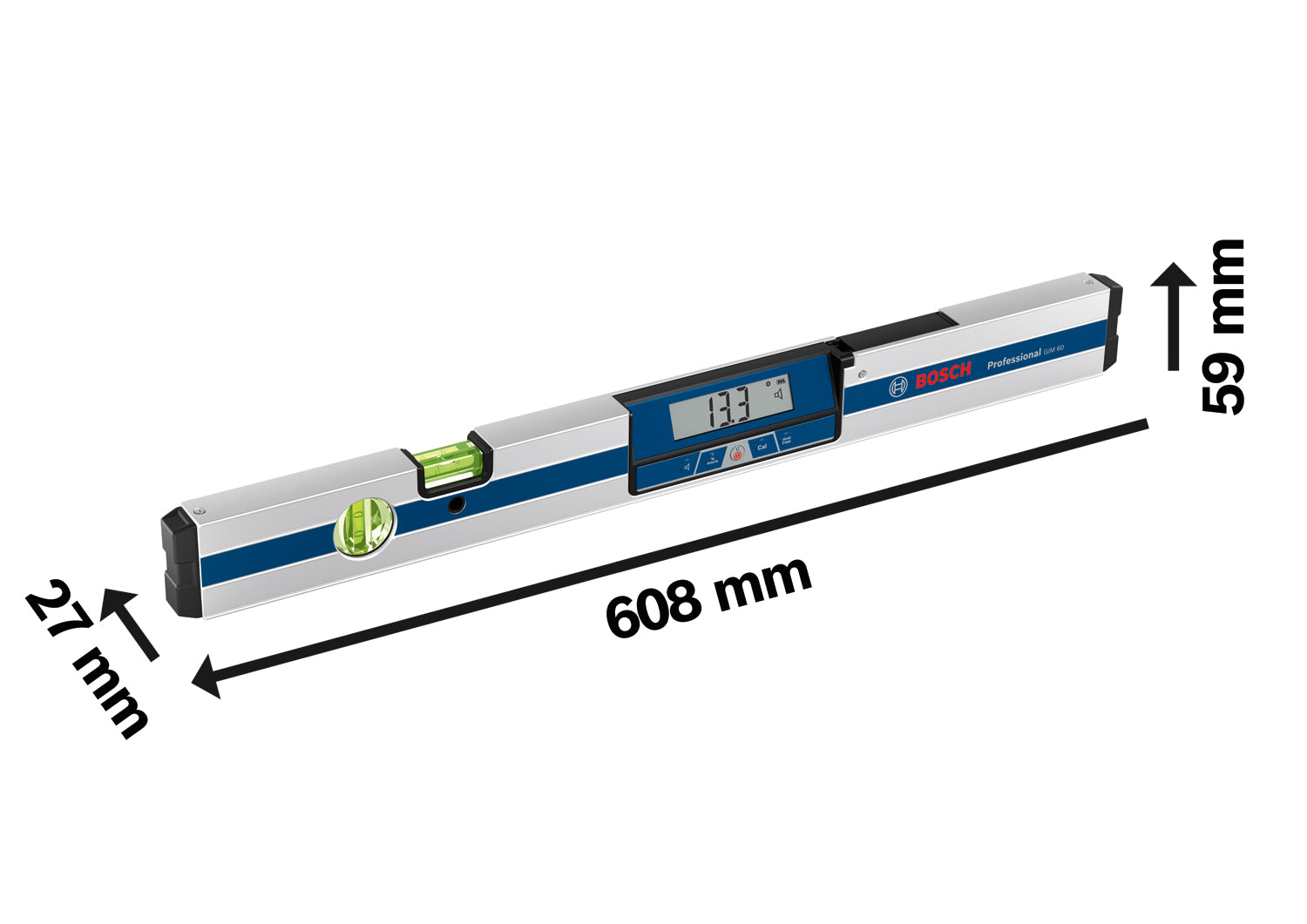 Bosch Digitaler Neigungsmesser GIM 60 (Messbereich: 0° - 360° (4 x 90°), Länge: 60 cm, inkl. Batterien)