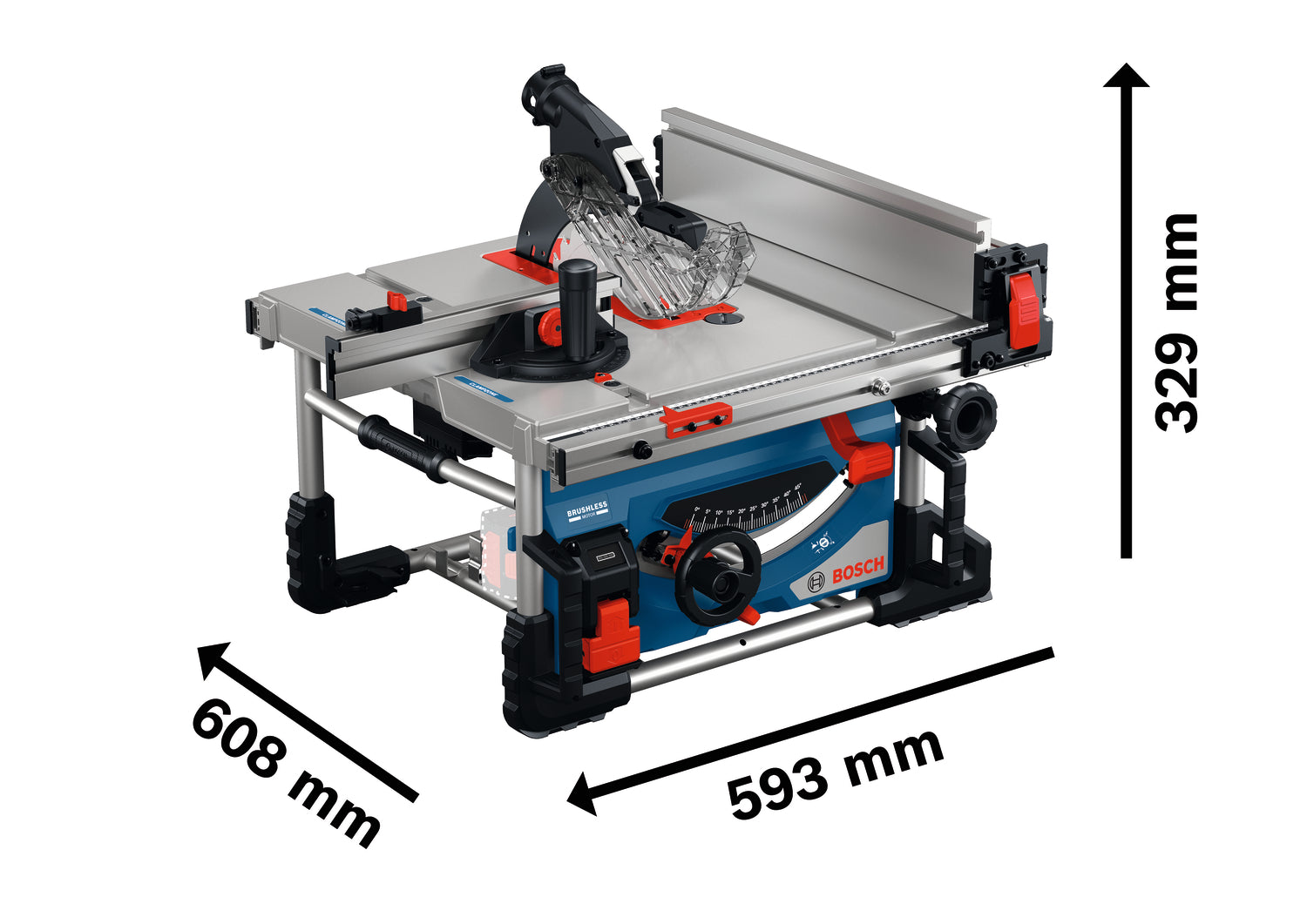 Bosch Akku-Tischsäge GTS 18V-70 (Schnitthöhe 90°: 70 mm, Sägeblatt-Ø 216 mm, Solo, inkl. Sägeblatt und Standard Zubehör)