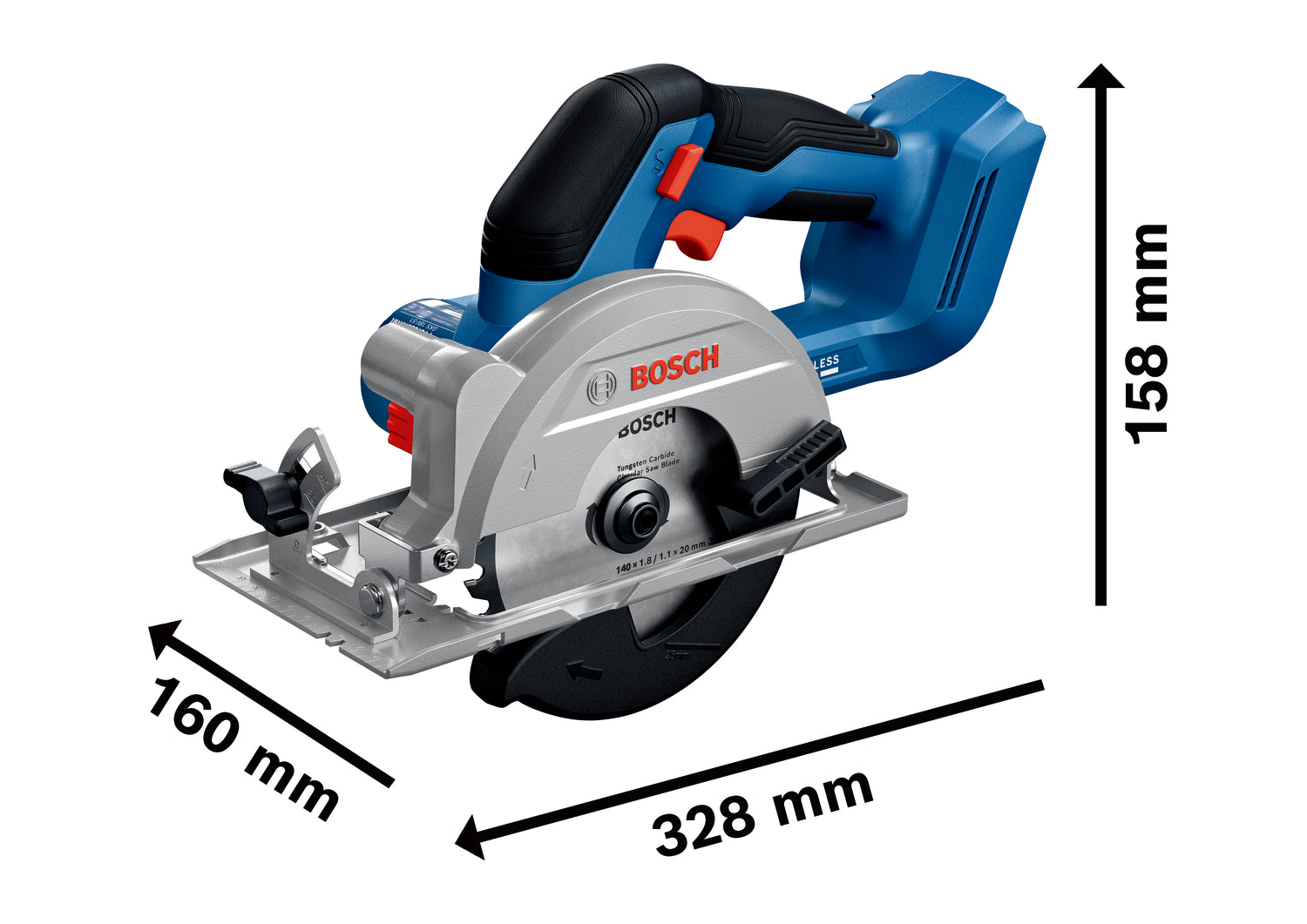 Bosch Akku-Kreissäge GKS 18V-51 (Schnittkapazität Holz: 51 mm, Sägeblatt-Ø: 140 mm, Solo, in L-BOXX 238)