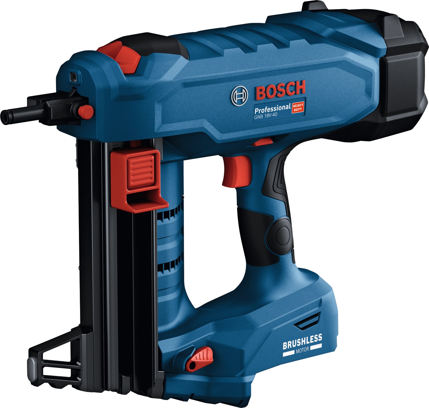 Bosch Akku-Betonnagler GNB 18V-40 (für Nägel: 13 - 40 mm bei Ø 2,7 - 3 mm, Solo inkl. Ausdrückstift, Befestigungshaken, E-Mundstück in XL-BOXX)