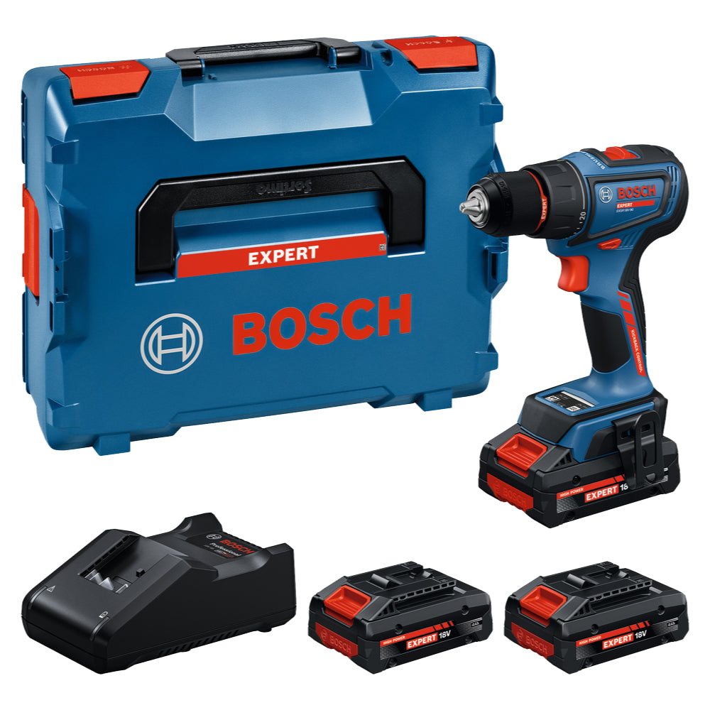 Bosch EXPERT Akku-Bohrschrauber EXSR18V-90 (Drehmoment: 36 / 65 Nm, 13 mm Bohrfutter, inkl. 3 x 4,0 Ah Akku in L-BOXX 136)