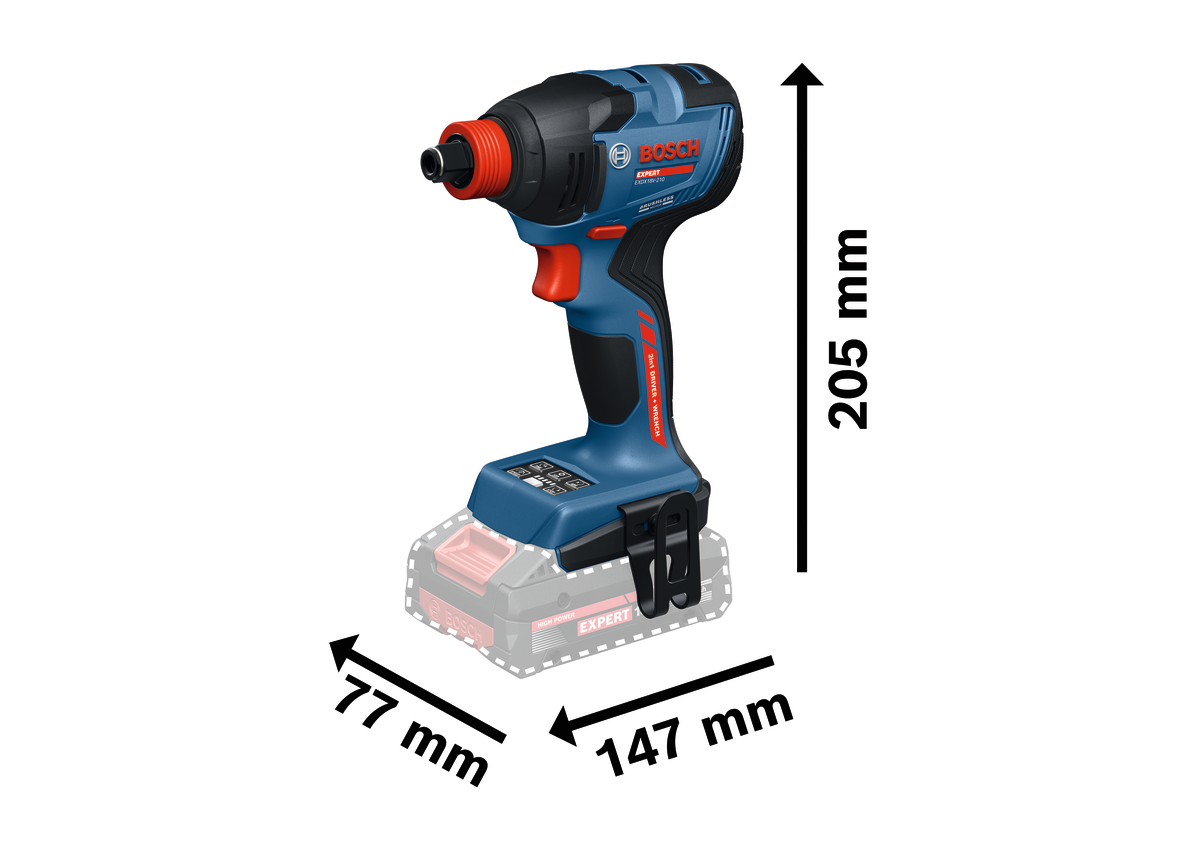Bosch EXPERT Akku-Schlagschrauber EXDX18V-210 (Drehmoment: 210 Nm, Kombi-Aufnahme: 1/4" + 1/2", Solo in L-BOXX 136)