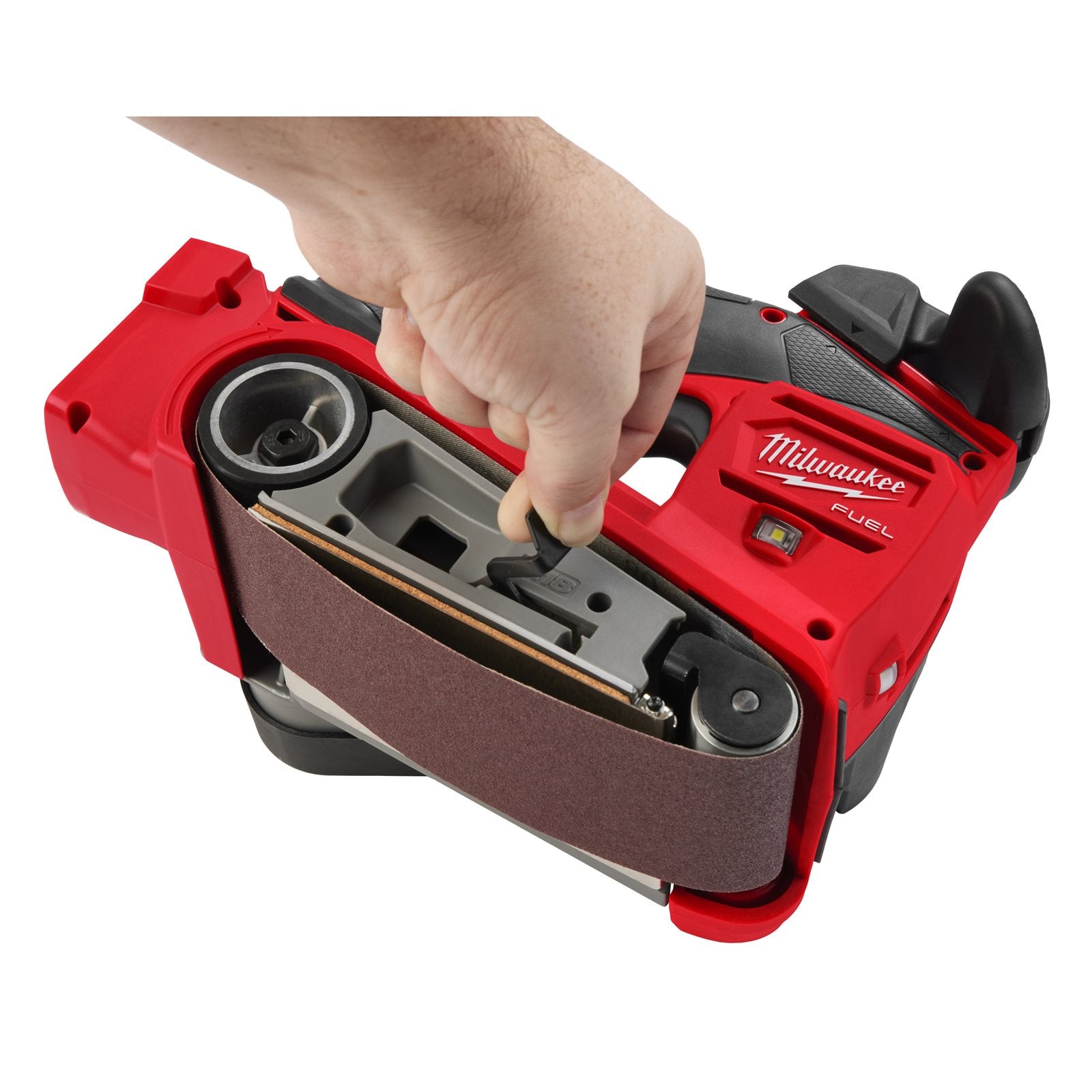 Milwaukee M18 FBTS75-552X Akku-Bandschleifer (Bandgröße: 75 x 457 mm, Geschwindigkeit: 230 - 410 m/s, inkl. 2 x 5,5 Ah Akku in HD-Box)