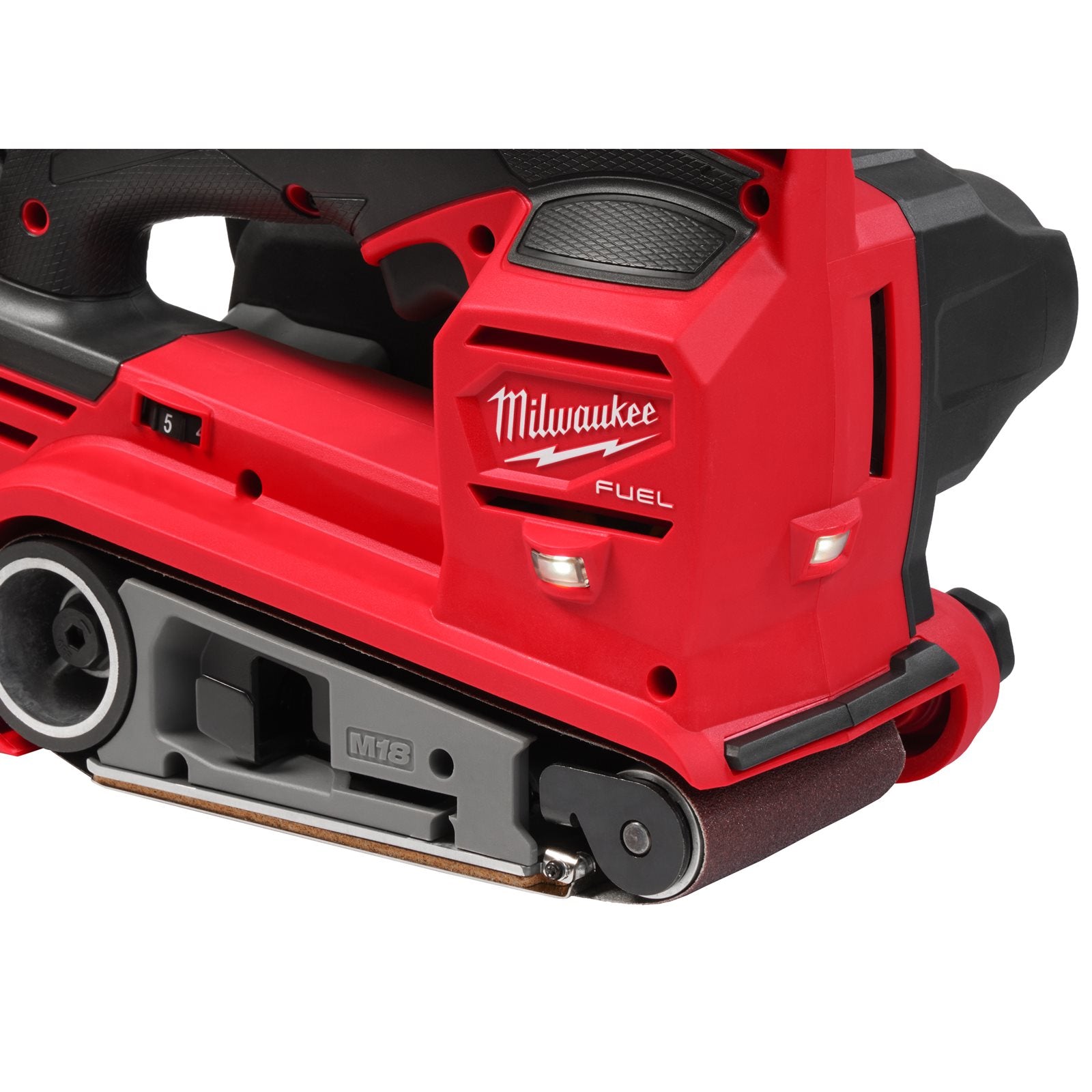 Milwaukee M18 FBTS75-552X Akku-Bandschleifer (Bandgröße: 75 x 457 mm, Geschwindigkeit: 230 - 410 m/s, inkl. 2 x 5,5 Ah Akku in HD-Box)