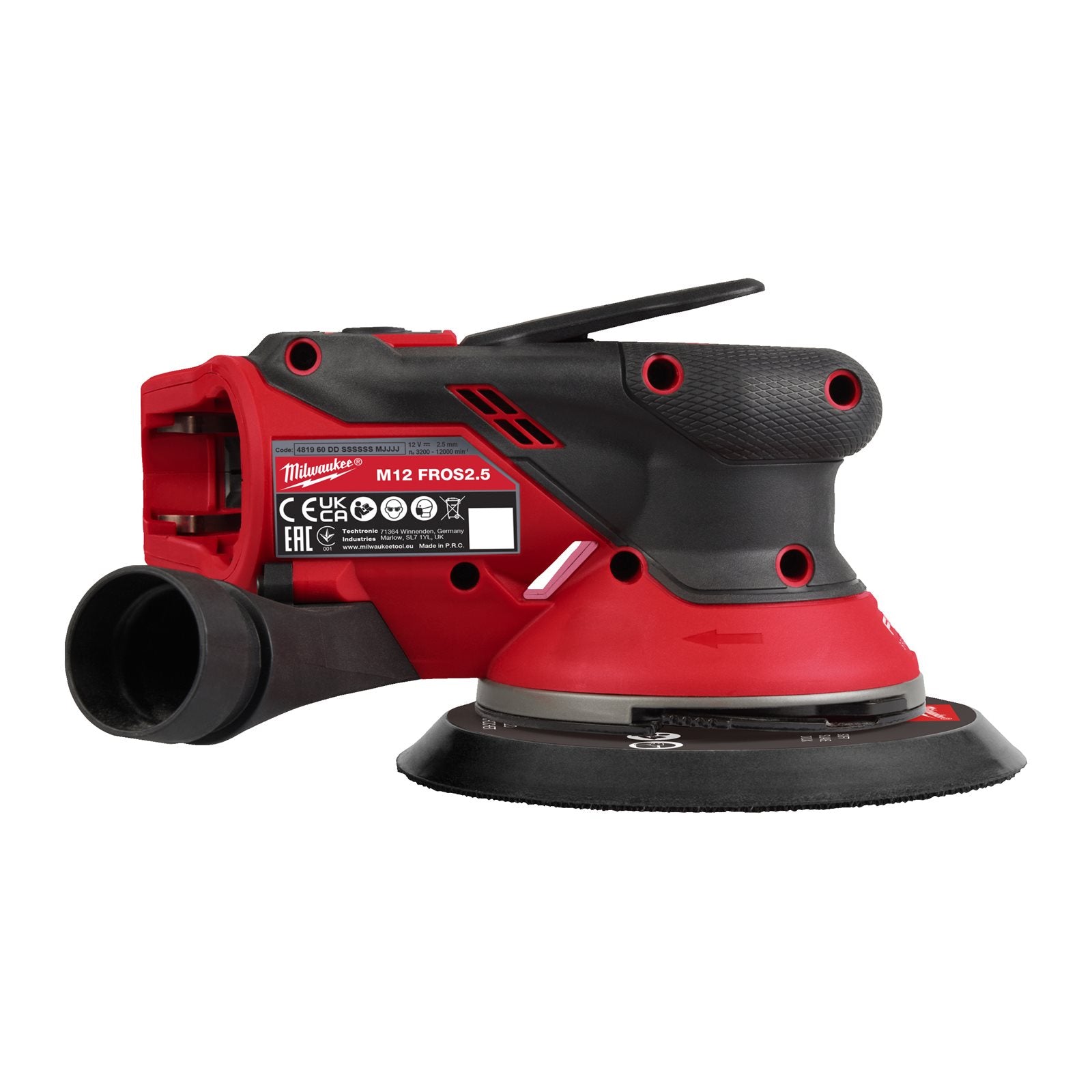 Milwaukee M12 FROS2.5-0 Akku-Exzenterschleifer (Schleifscheiben-Ø: 150 mm, Schwingkreis: 2,5 mm, ohne Akku, inkl. Saugadapter)