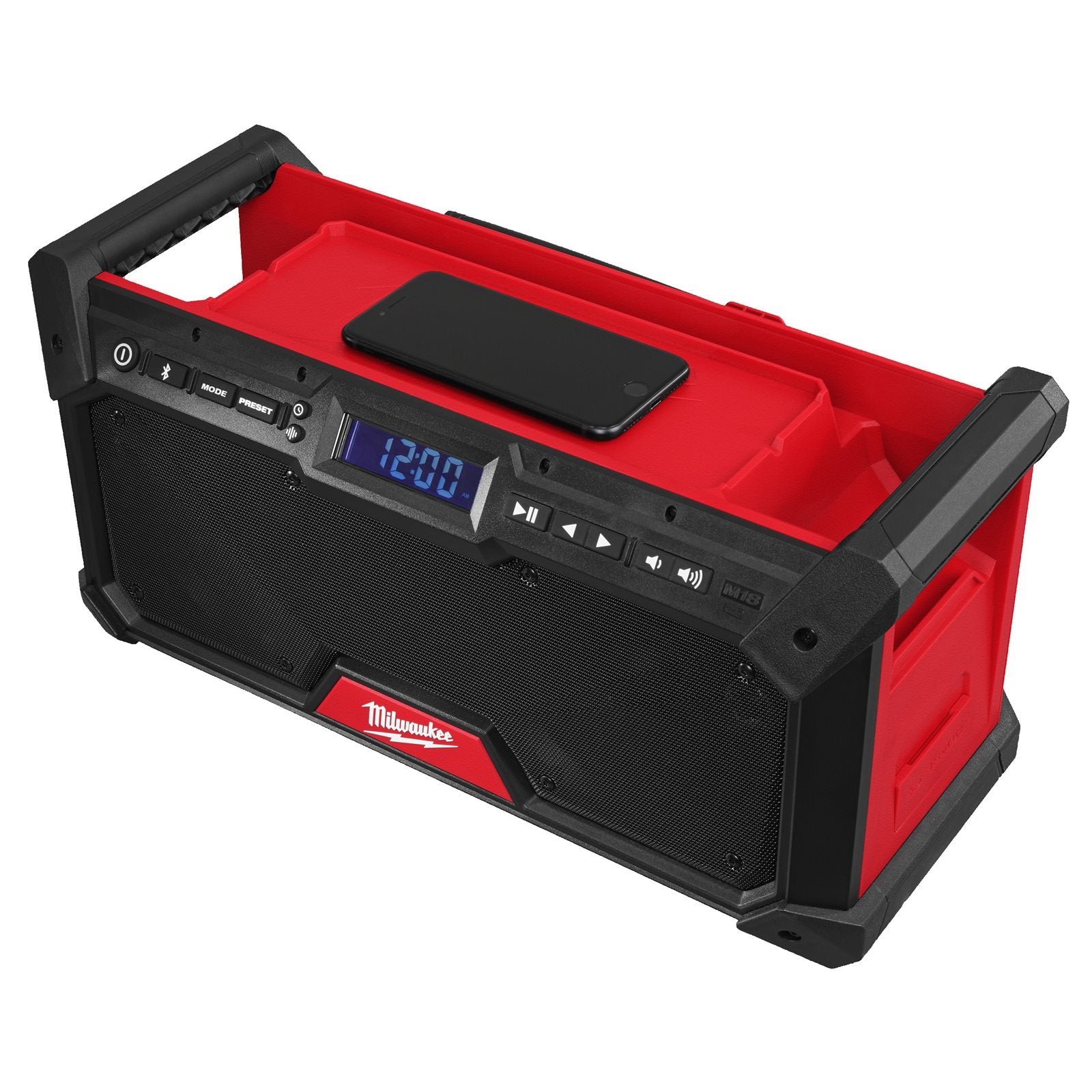 Milwaukee M18 RADDAB+G2-0 Akku-Baustellenradio (DAB+ / FM-Empfänger, Bluetooth®-Empfang bis 30 m, Akku- & Kabelbetrieb, USB-C, ohne Akku)