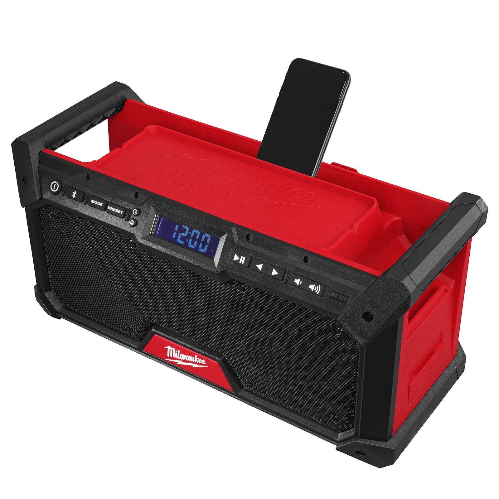 Milwaukee M18 RADDAB+G2-0 Akku-Baustellenradio (DAB+ / FM-Empfänger, Bluetooth®-Empfang bis 30 m, Akku- & Kabelbetrieb, USB-C, ohne Akku)