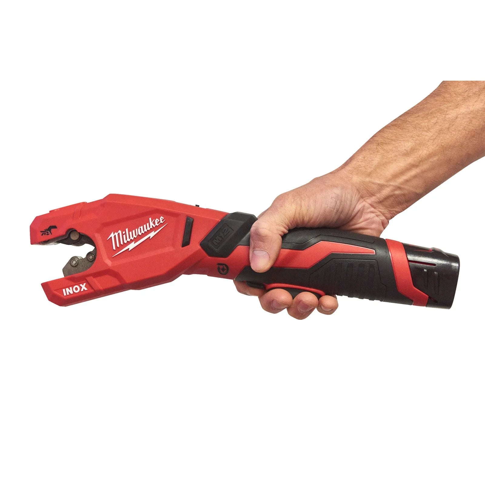 Milwaukee M12 PCSS-202C Akku-Rohrschneider (Schneidet Edelstahlrohre bis 28 mm, Raptor, inkl. 2x 2 Ah Akku, im Koffer)