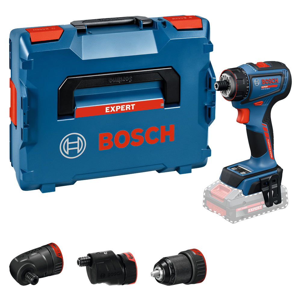Bosch EXPERT Akku-Bohrschrauber EXSR18V-90FC (inkl. 3x FlexiClick Aufsatz, Drehmoment: 36/65 Nm, ohne Akku in L-BOXX 136)