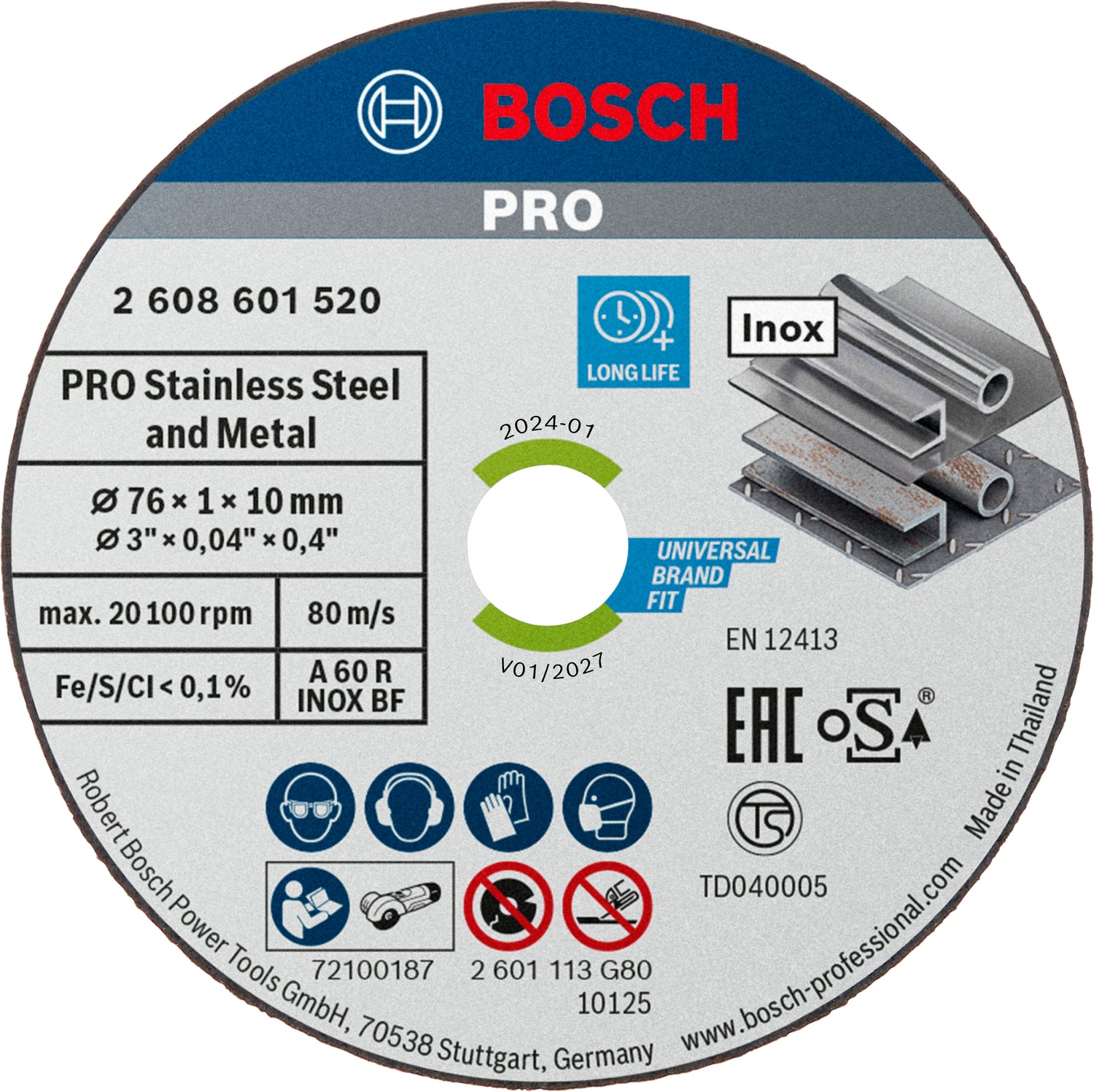 Bosch PRO Trennscheibe Ø 76 x 1 x 10 mm für Stahl, Edelstahl (5er-Pack, Stainless Steel and Metal)