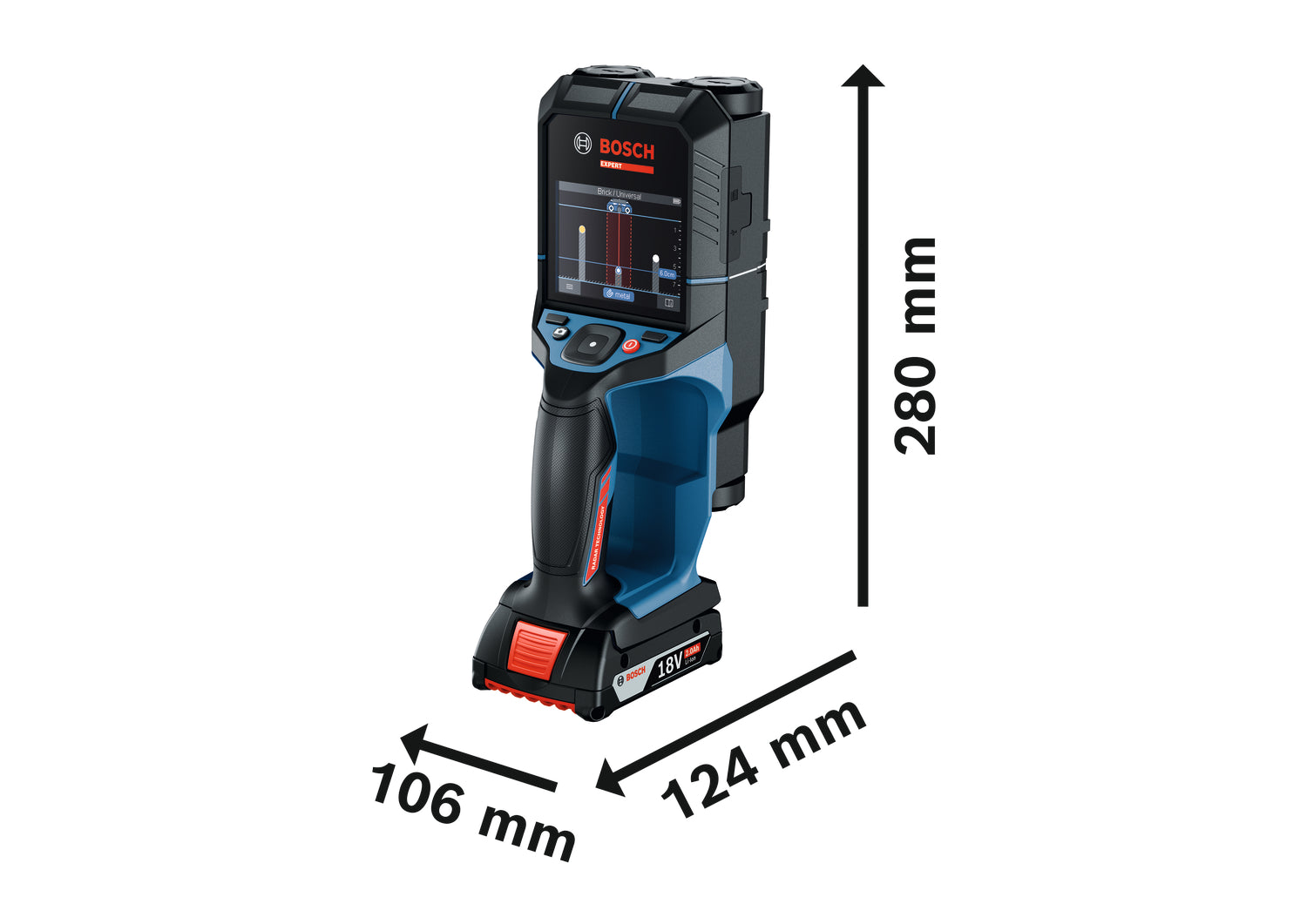 Bosch EXPERT Ortungsgerät D-tect18V-200-17C (Erkennt Objekte bis 200 mm Tiefe, inkl. 2,0 Ah Akku in L-BOXX 136)