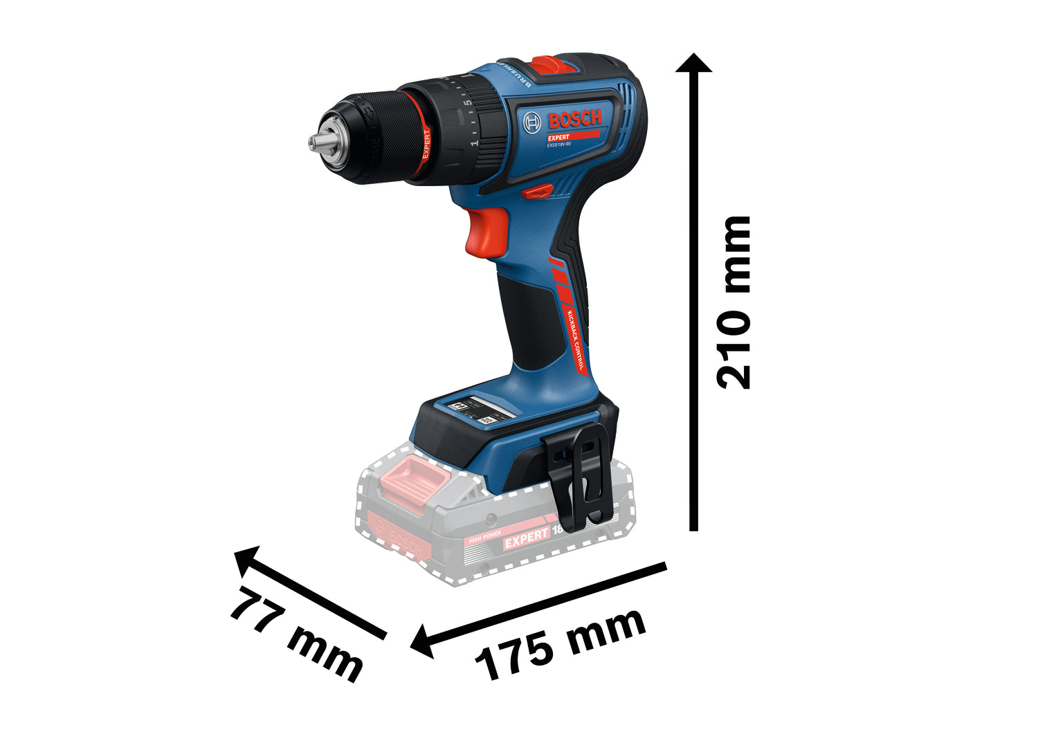 Bosch EXPERT Akku-Schlagbohrschrauber EXSB18V-90 (Drehmoment: 36/65 Nm, 13 mm Bohrfutter, inkl. 3 x 4,0 Ah Akku in L-BOXX 136)
