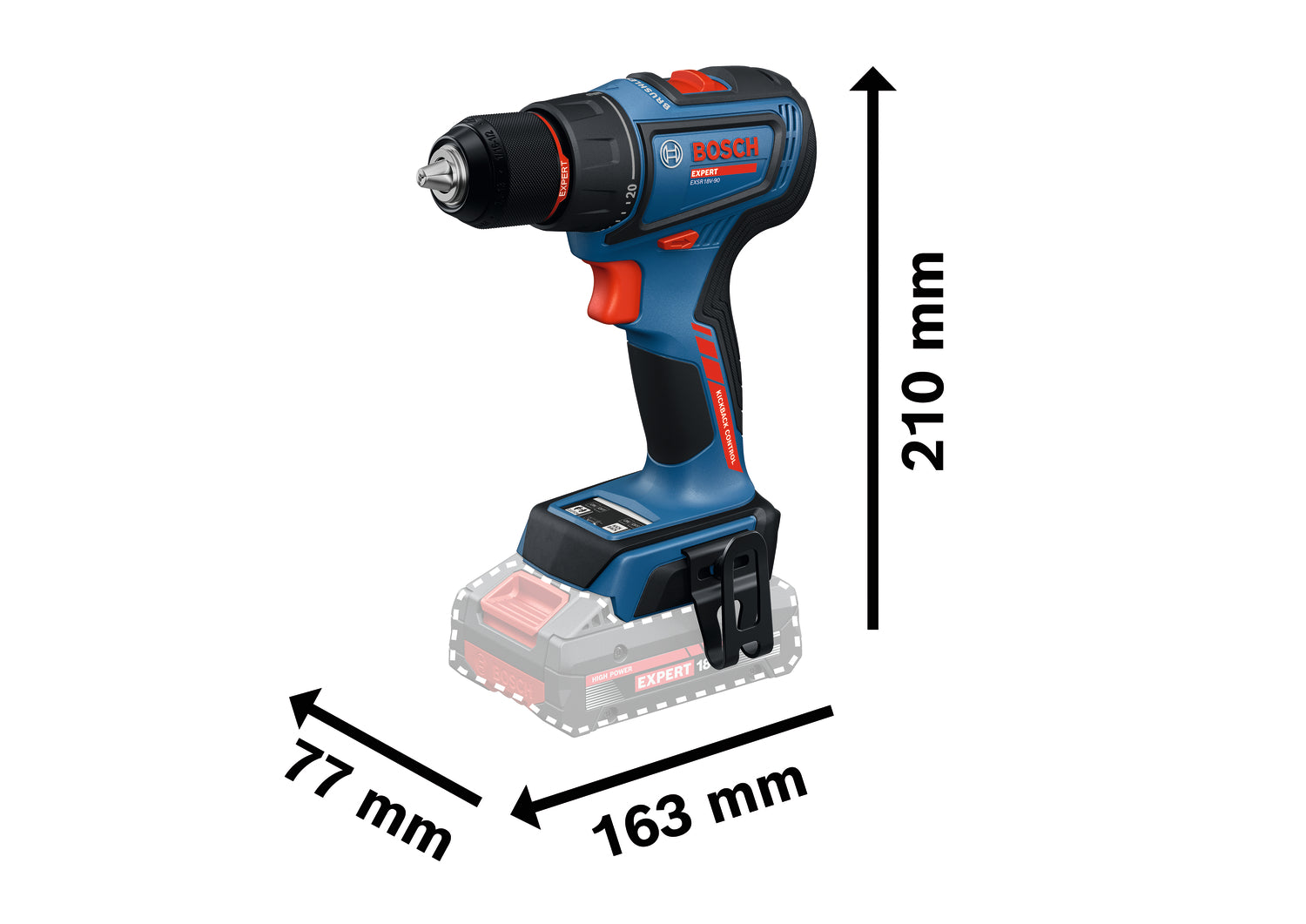 Bosch EXPERT Akku-Bohrschrauber EXSR18V-90 (Drehmoment: 36 / 65 Nm, 13 mm Bohrfutter, ohne Akku in L-BOXX 136)