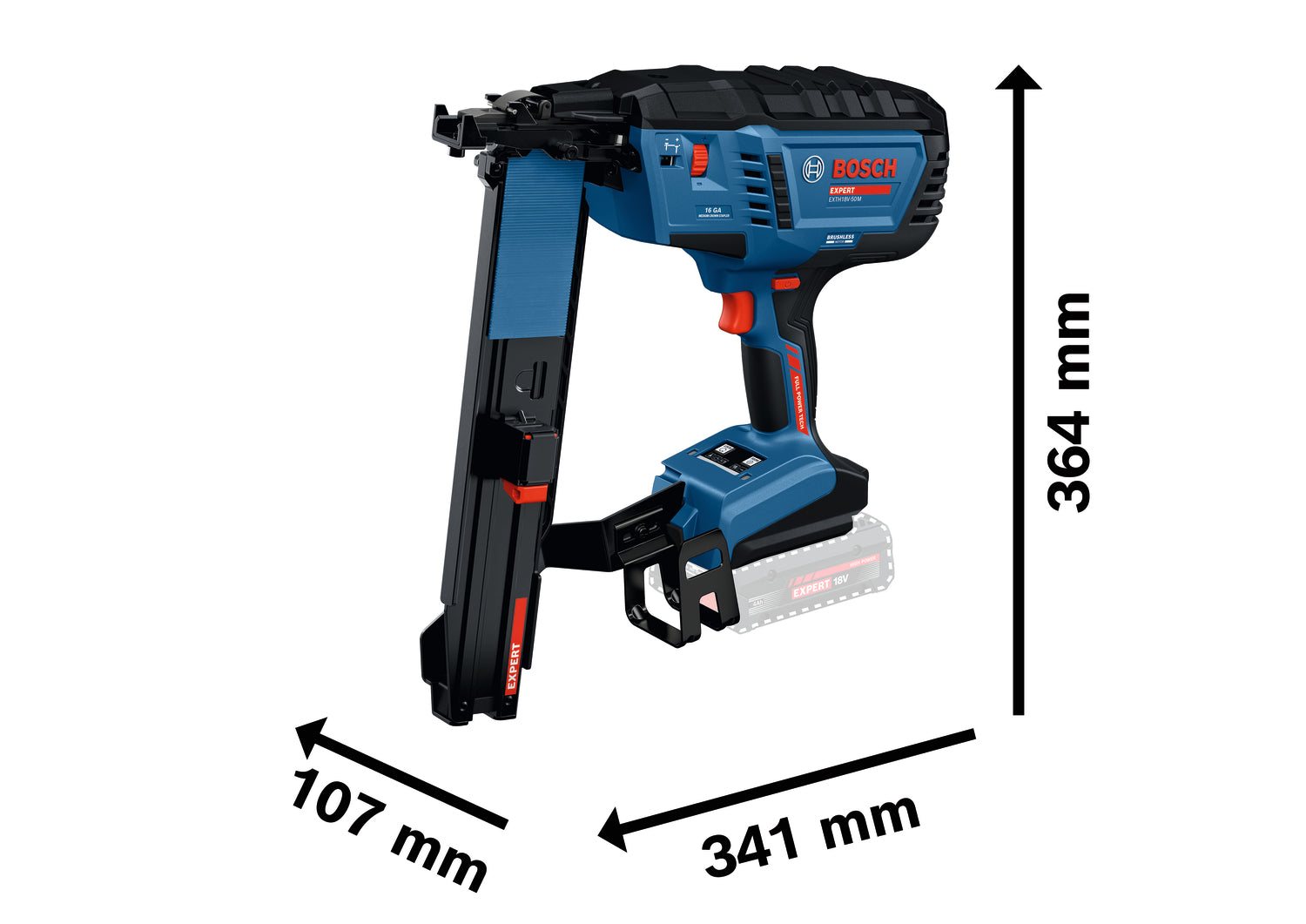 Bosch EXPERT Akku-Holzklammerer EXTH18V-50M (Klammerlänge: 25-50 mm, Klammerbreite: 10,8/11,3 mm, Gasloser Betrieb, ohne Akku in XL-BOXX)