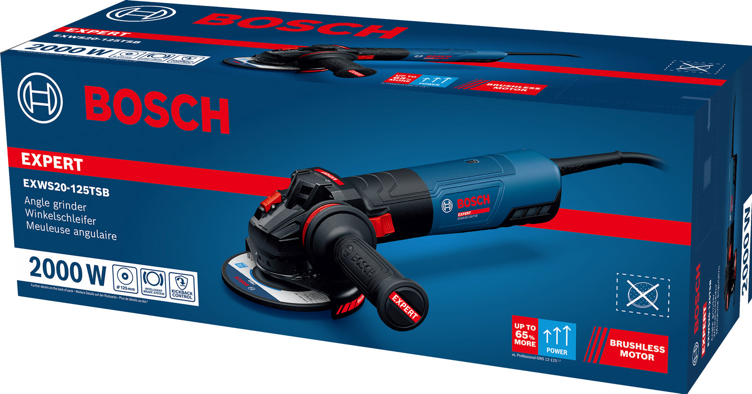 Bosch EXPERT Winkelschleifer EXWS20-125TSB (Scheiben-Ø: 125 mm, 2000 W, Drehzahl: 2400-9700 U/min)