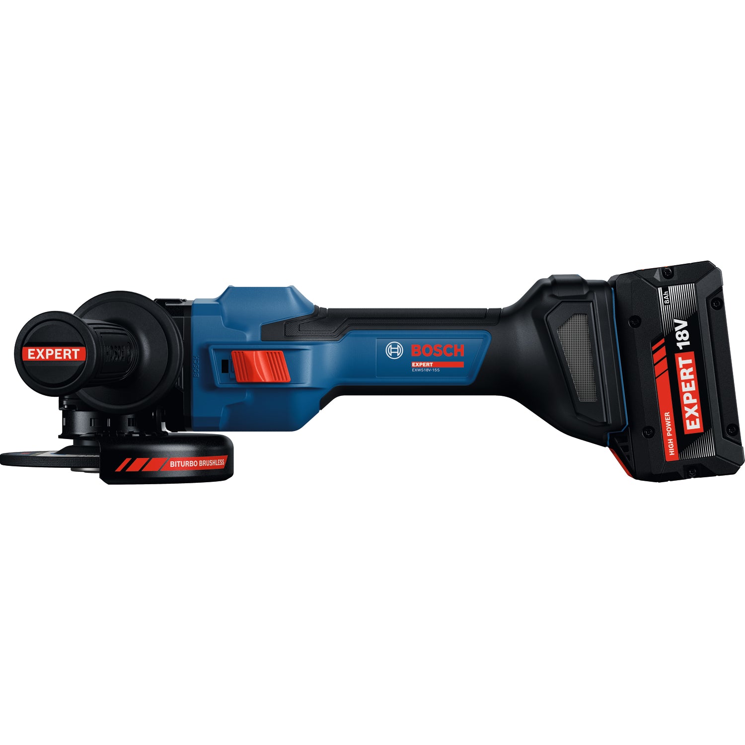 Bosch EXPERT Akku-Winkelschleifer EXWS18V-15S (Scheiben-Ø: 125 mm, Drehzahl: 11000 U/min, inkl. 2 x 8,0 Ah Akku in L-BOXX 162)