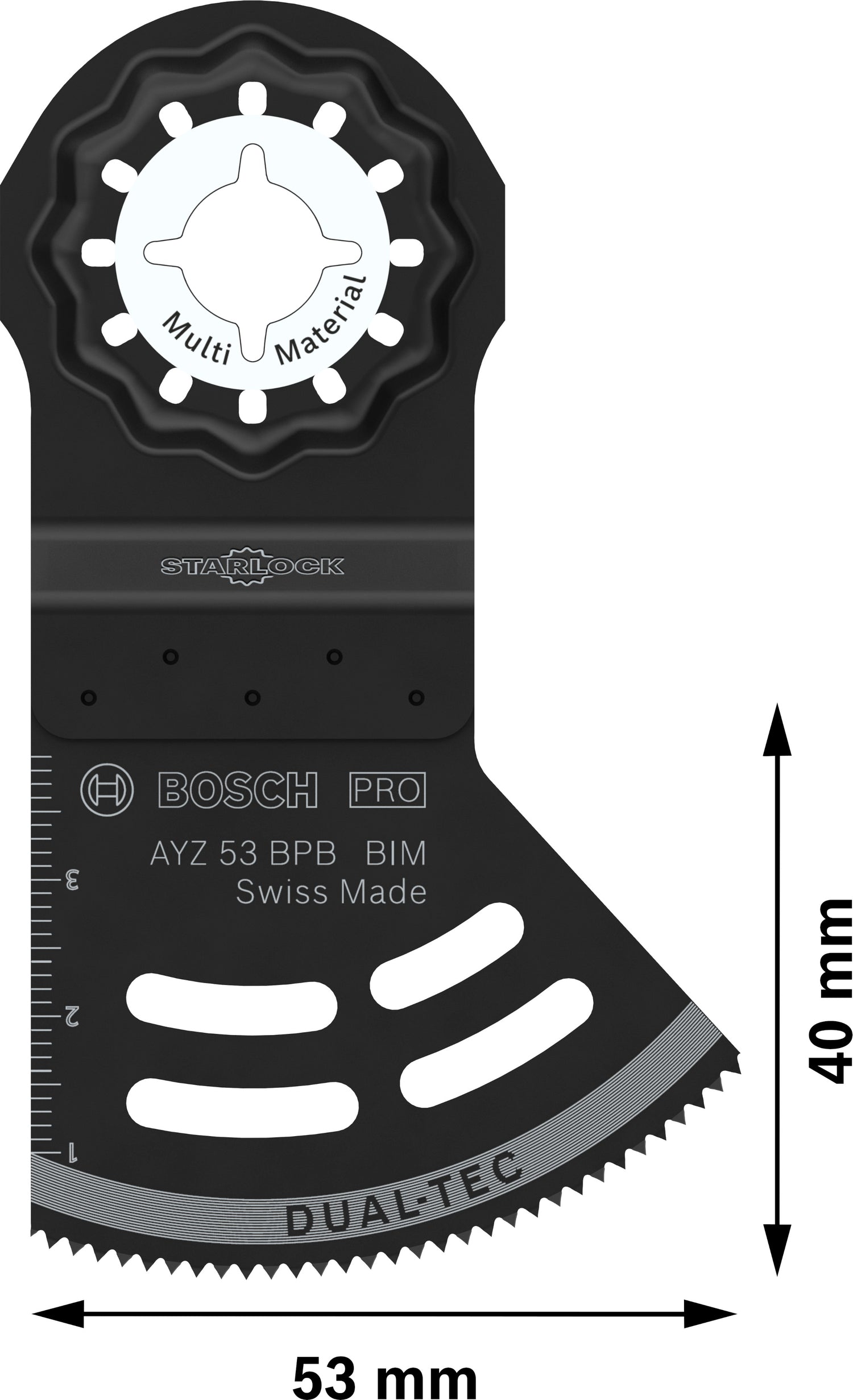 Bosch PRO Dual-Tec-Sägeblatt AYZ 53 BPB (Starlock, für Holz mit Nägeln, Gipskarton, Kunststoffbeschichtete Platten, 2-in-1 Funktion, 53 x 40 mm)