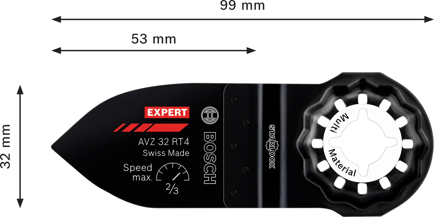 Bosch EXPERT Schleiffinger AVZ 32 RT4 (Starlock, 40er-Körnung, für Farbe auf Holz, Laminat, Faserkunststoffe, Leim, 32 x 53 mm, Carbide-RIFF)