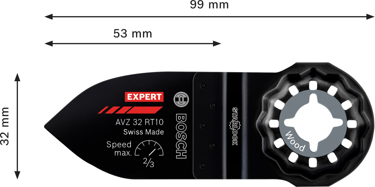 Bosch EXPERT Schleiffinger AVZ 32 RT10 (Starlock, 100er-Körnung, für Hartholz & Weichholz, 32 x 53 mm, Carbide-RIFF)