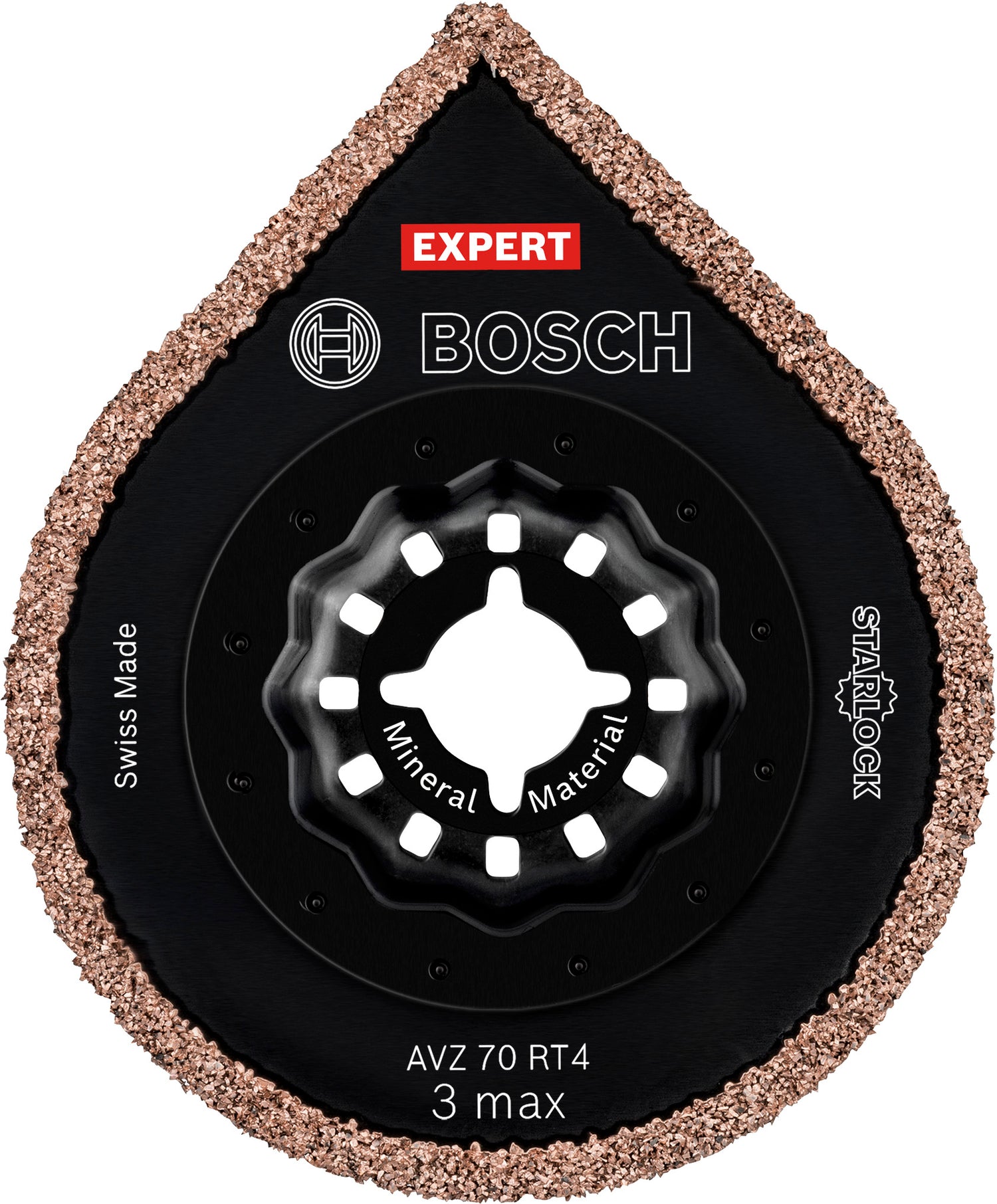 Bosch EXPERT Schleifplatte AVZ 70 RT4 (Starlock, 3 max, 40er-Körnung, zum Entfernen von Fugen, Mörtel, Fliesenkleber, 70 mm, Carbide-RIFF)