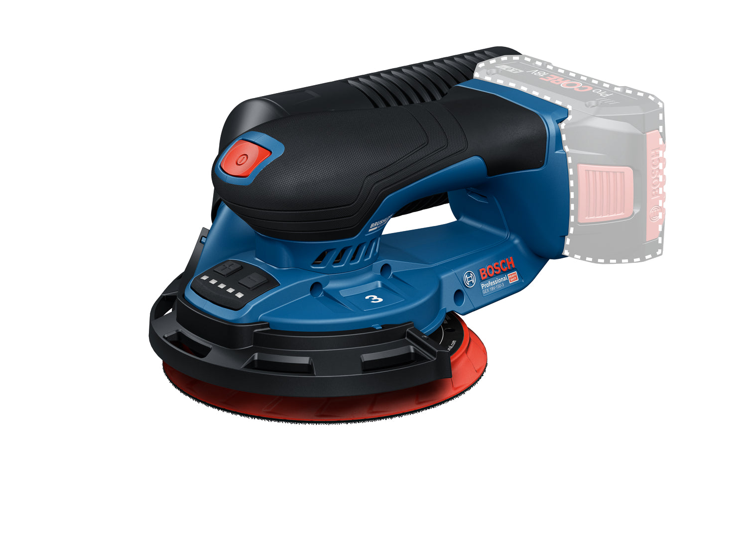 Bosch Akku-Exzenterschleifer GEX 18V-150-3 (Schleifteller-Ø: 150 mm, Schwingkreis-Ø: 3,0 mm, Drehzahl: 5000 - 10000 U/min, ohne Akkus in L-BOXX 162)