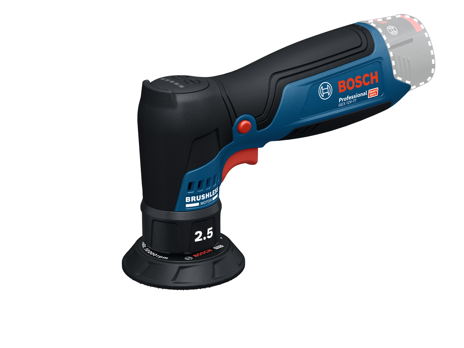 Bosch Akku-Exzenterschleifer GEX 12V-77 (Schwingkreis-Ø: 2,5 mm, Drehzahl: 3000 - 8000 U/min, Schleifteller-Ø: 77 mm, ohne Akku im Karton)