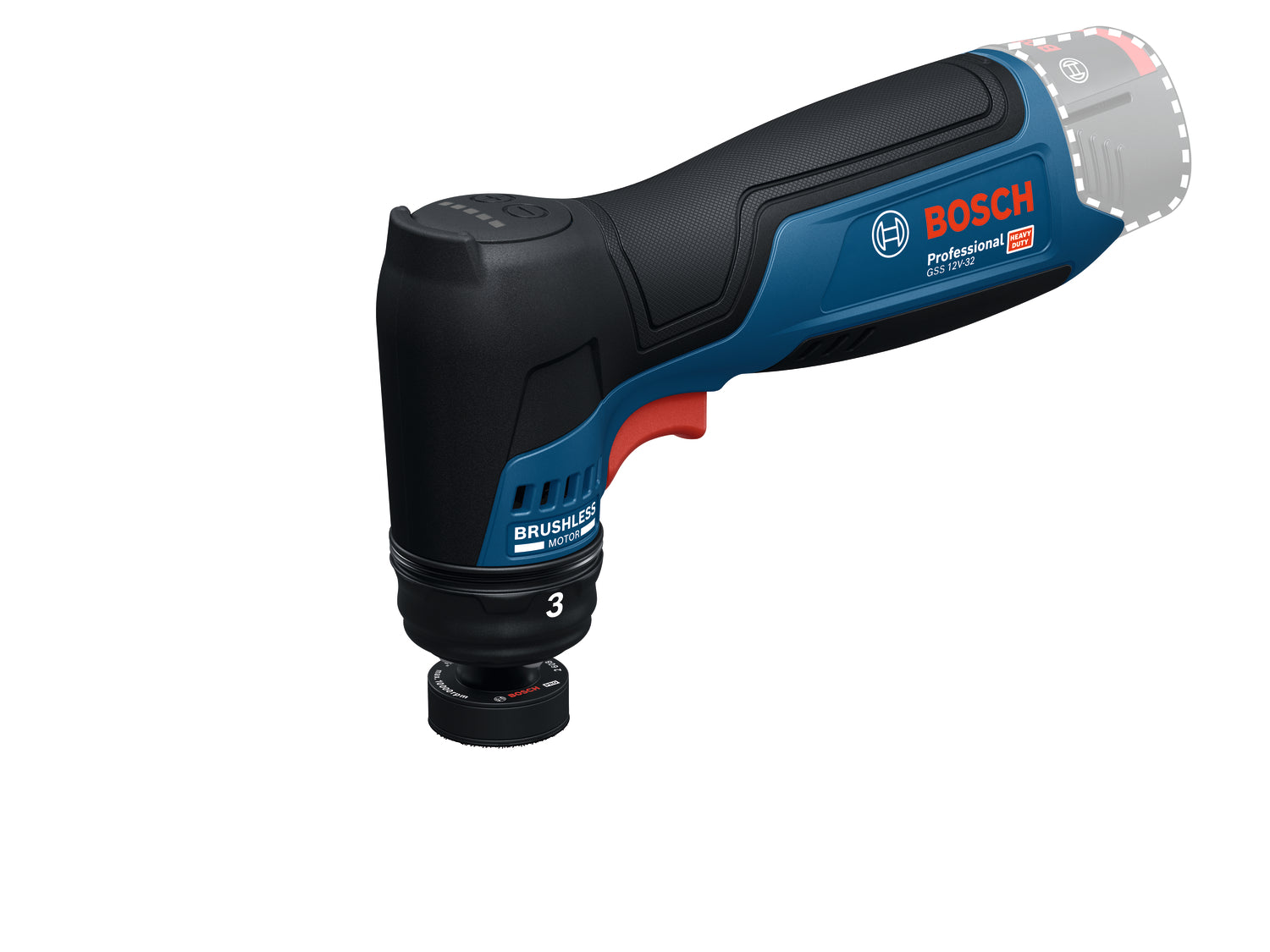 Bosch Akku-Schwingschleifer GSS 12V-32 (Schwingkreis-Ø: 3,0 mm, Drehzahl: 3000 - 8000 U/min, inkl. 2 x Schleifteller 32 mm, ohne Akku im Karton)