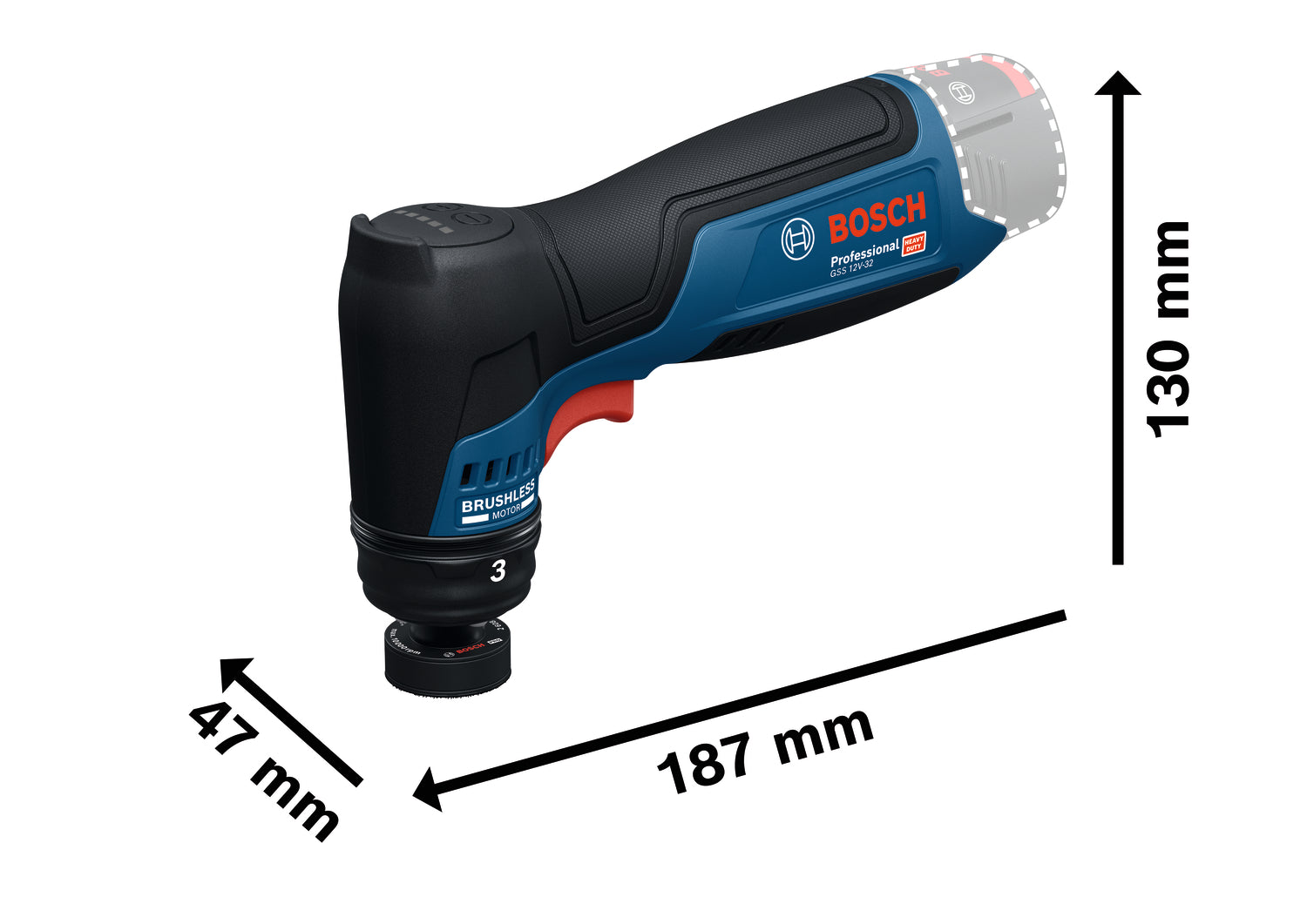 Bosch Akku-Schwingschleifer GSS 12V-32 (Schwingkreis-Ø: 3,0 mm, Drehzahl: 3000 - 8000 U/min, inkl. 2 x Schleifteller 32 mm, ohne Akku im Karton)