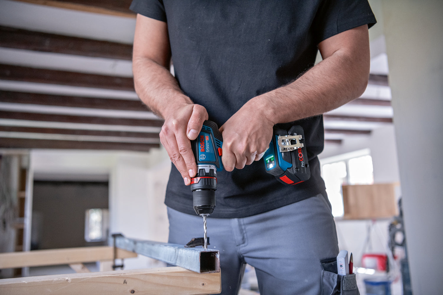 Bosch Akku-Bohrschrauber GSR 18V-90 FC (Drehmoment: 90 Nm, inkl. 3 FlexiClick Aufsätzen, ohne Akku in L-BOXX 136)