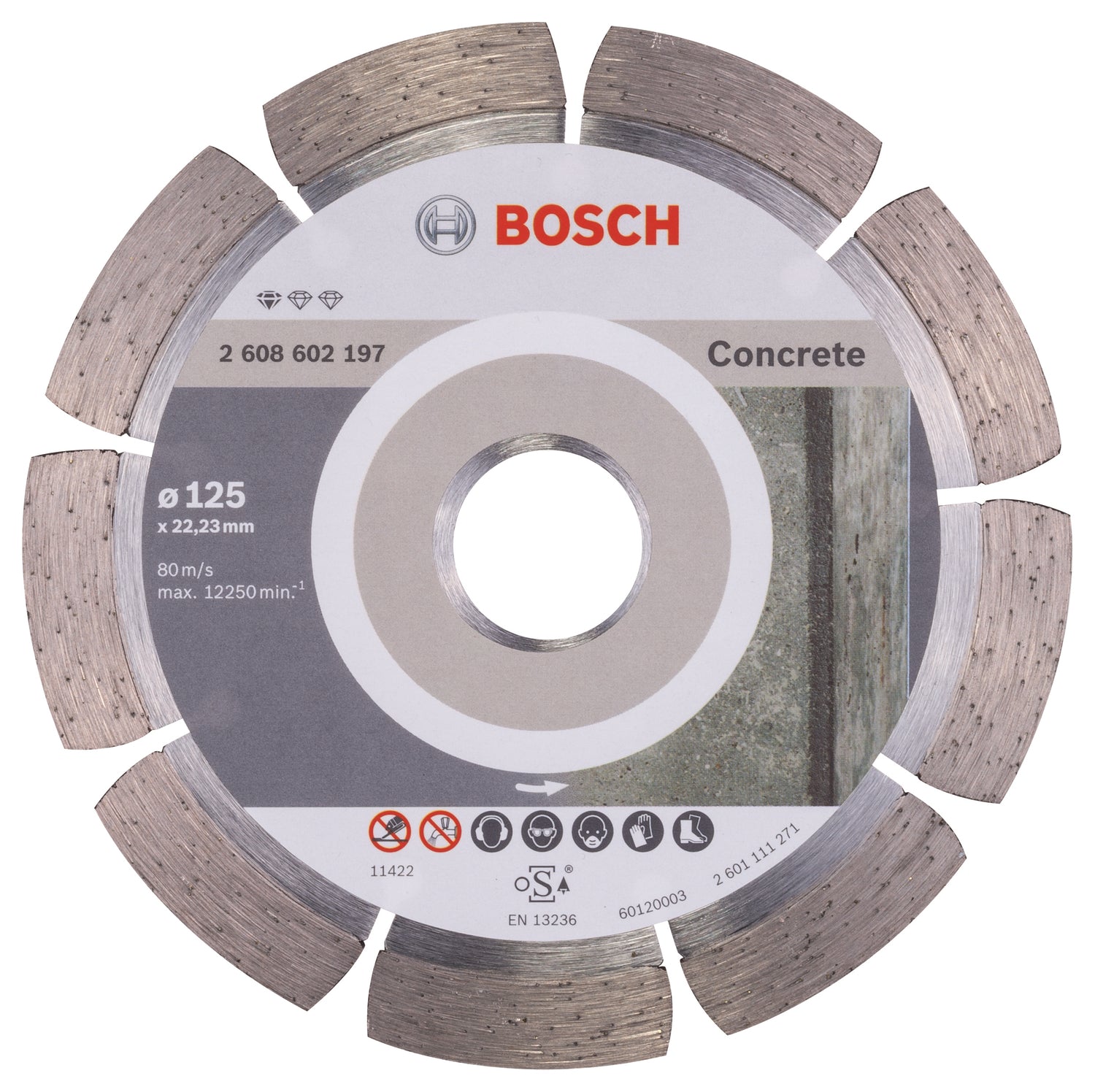 Bosch Diamanttrennscheibe Ø 125 mm für Beton (Standard for Concrete, 125 x 22,23 x 1,6 x 10 mm)
