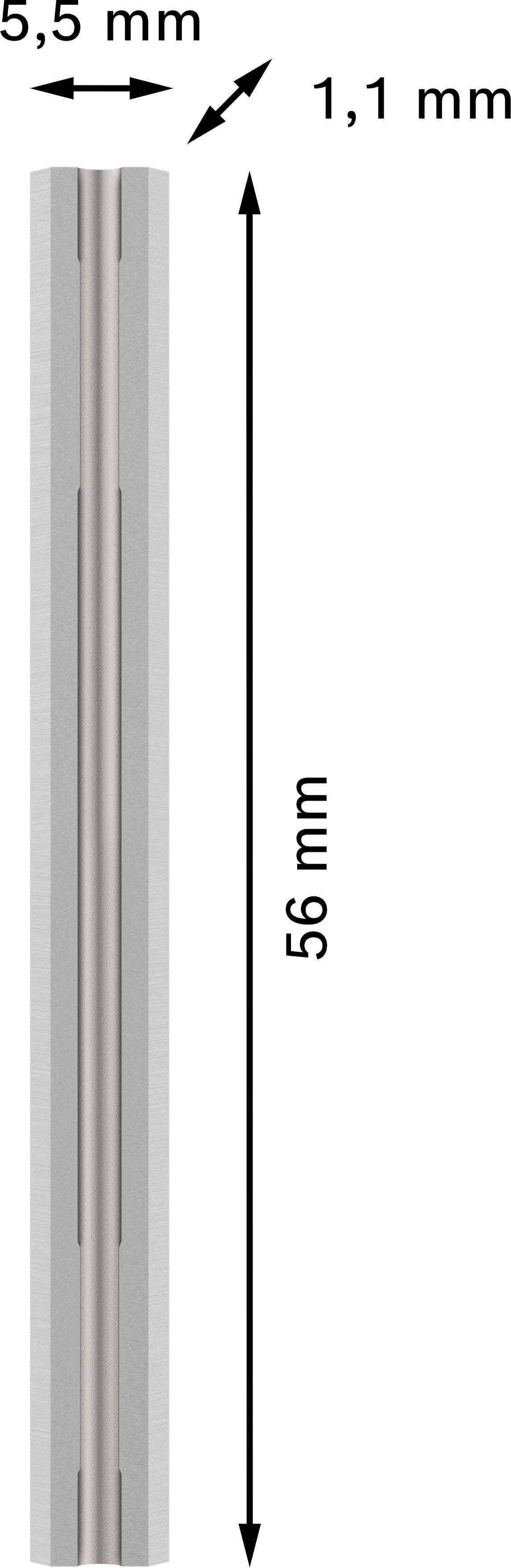 Bosch PRO Hobelmesser 56 mm (2er-Pack, zum Hobeln von Holz, Carbide-Schnittkante, Wendemesser, 56 × 5,5 × 1,1 mm)