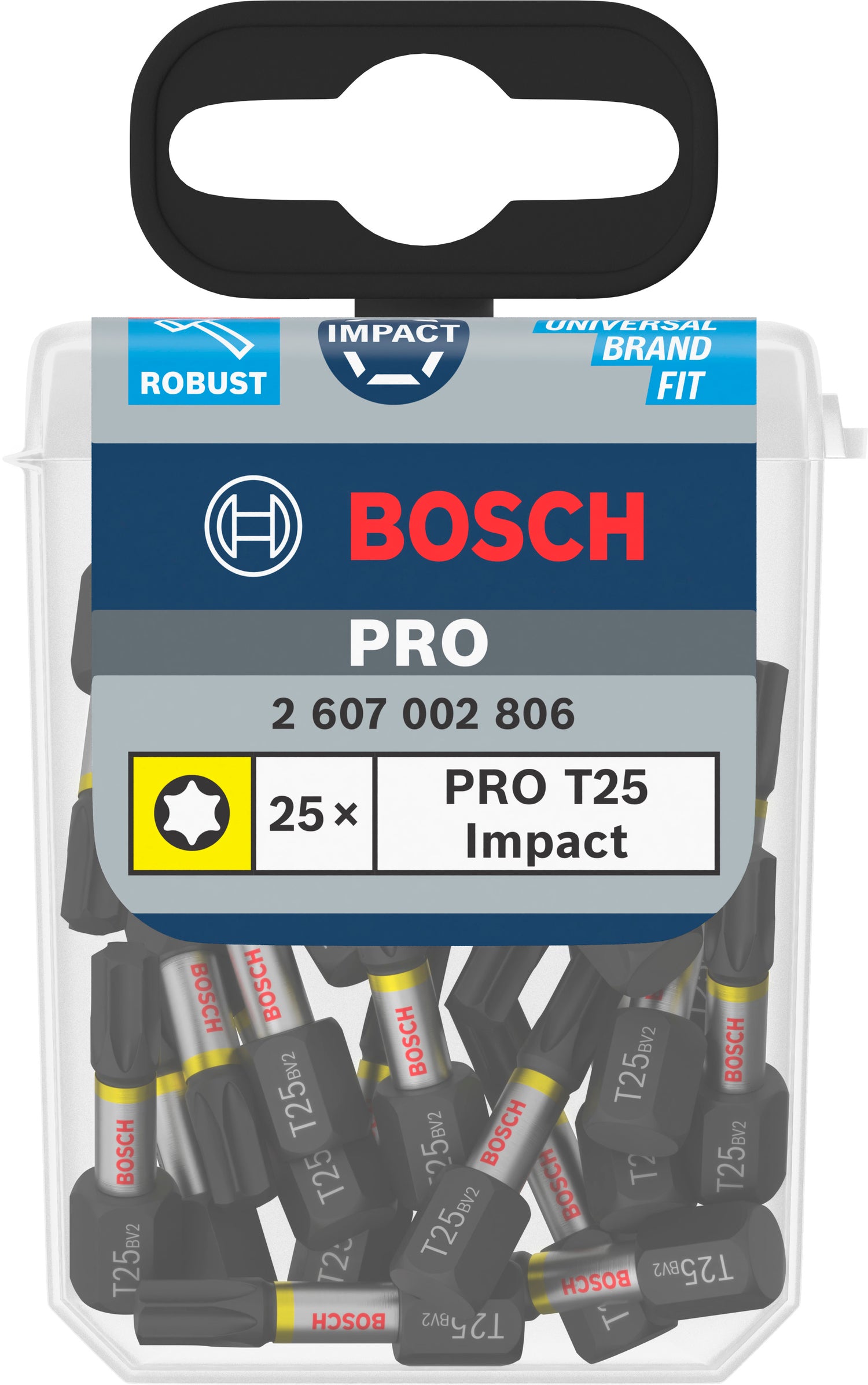 Bosch PRO Impact Bits 25er-Box mit 25 mm Länge (PH2 / PZ2 / T20 / T25 / T30, ideal für Schlagschrauber)