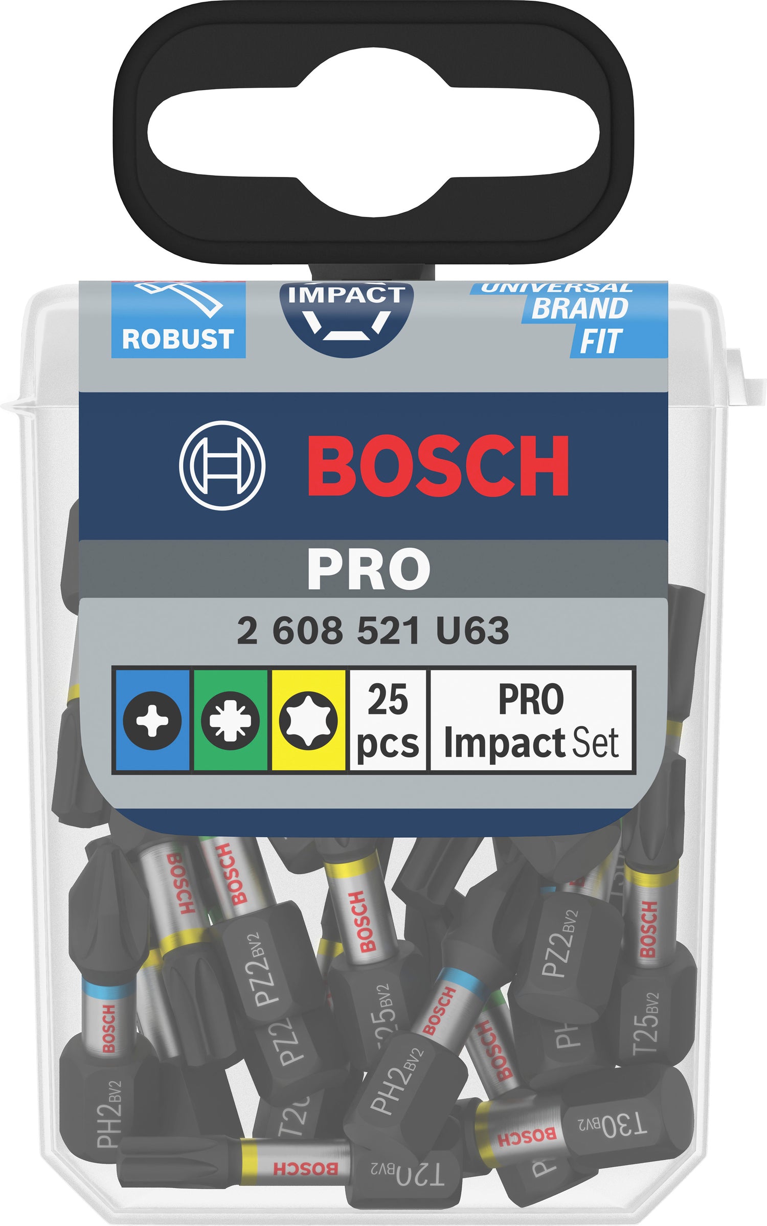 Bosch PRO Impact Bit Set 25er-Pack (je 5x PH2, PZ2, T20, T25, T30 - Länge: 25 mm - ideal für Schlagschrauber)