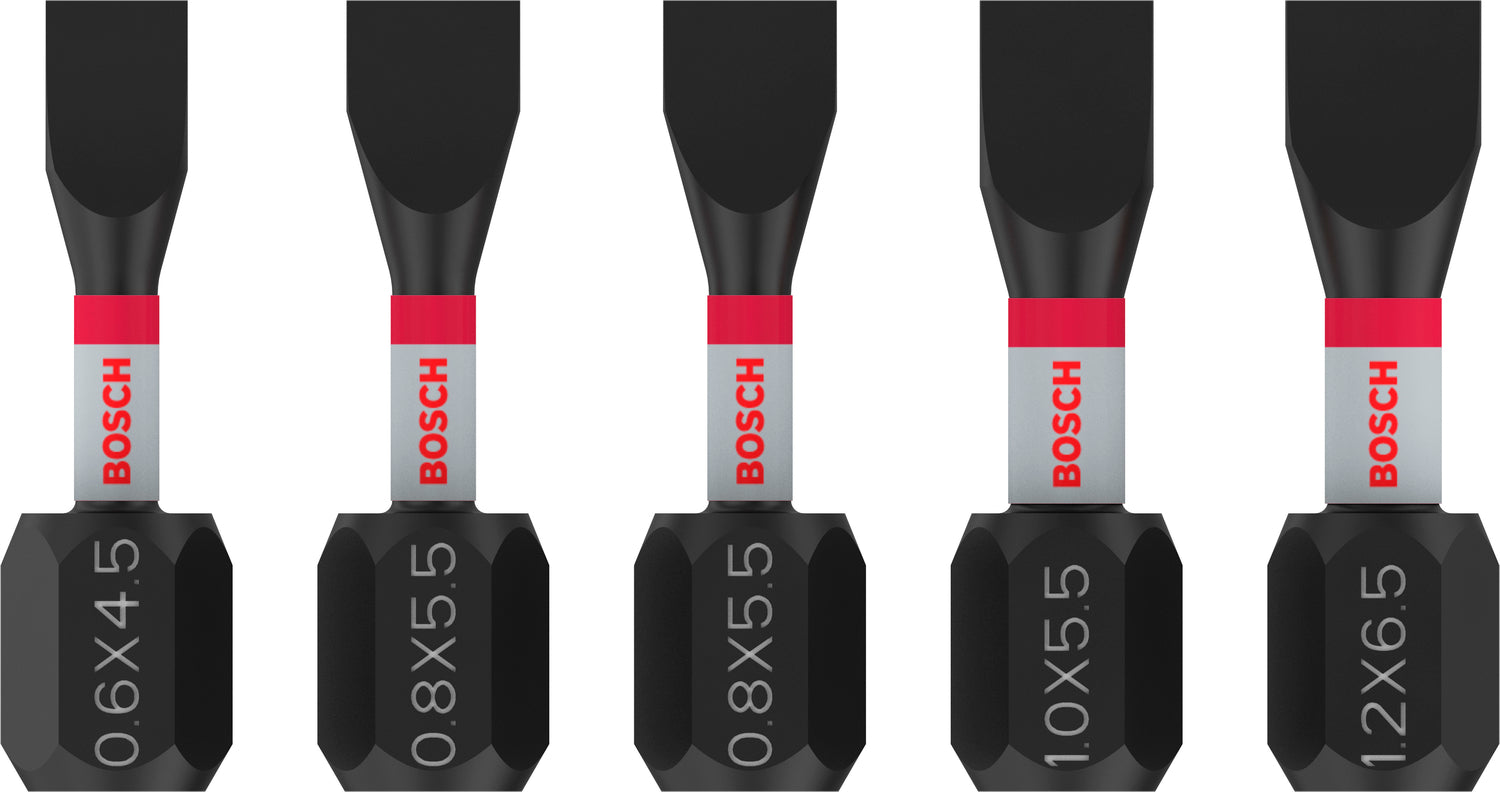 Bosch PRO SL Impact Bit Set (5-tlg: SL4,5 / SL5,5 / SL6,5 - Schlitz - Länge: 25 mm - ideal für Schlagschrauber)