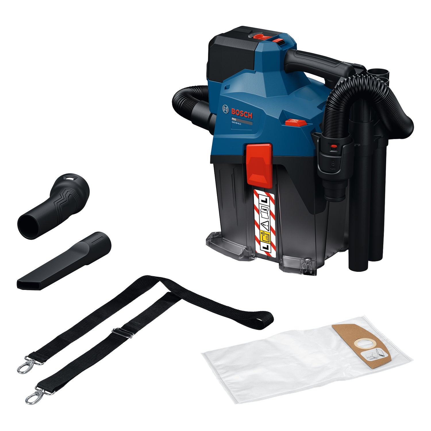 Bosch Akku-Staubsauger GAS18V-6LS (Max. Unterdruck: 129 mbar, Staubklasse: L, Behältervolumen: 6 l, inkl. Zubehör, ohne Akku)